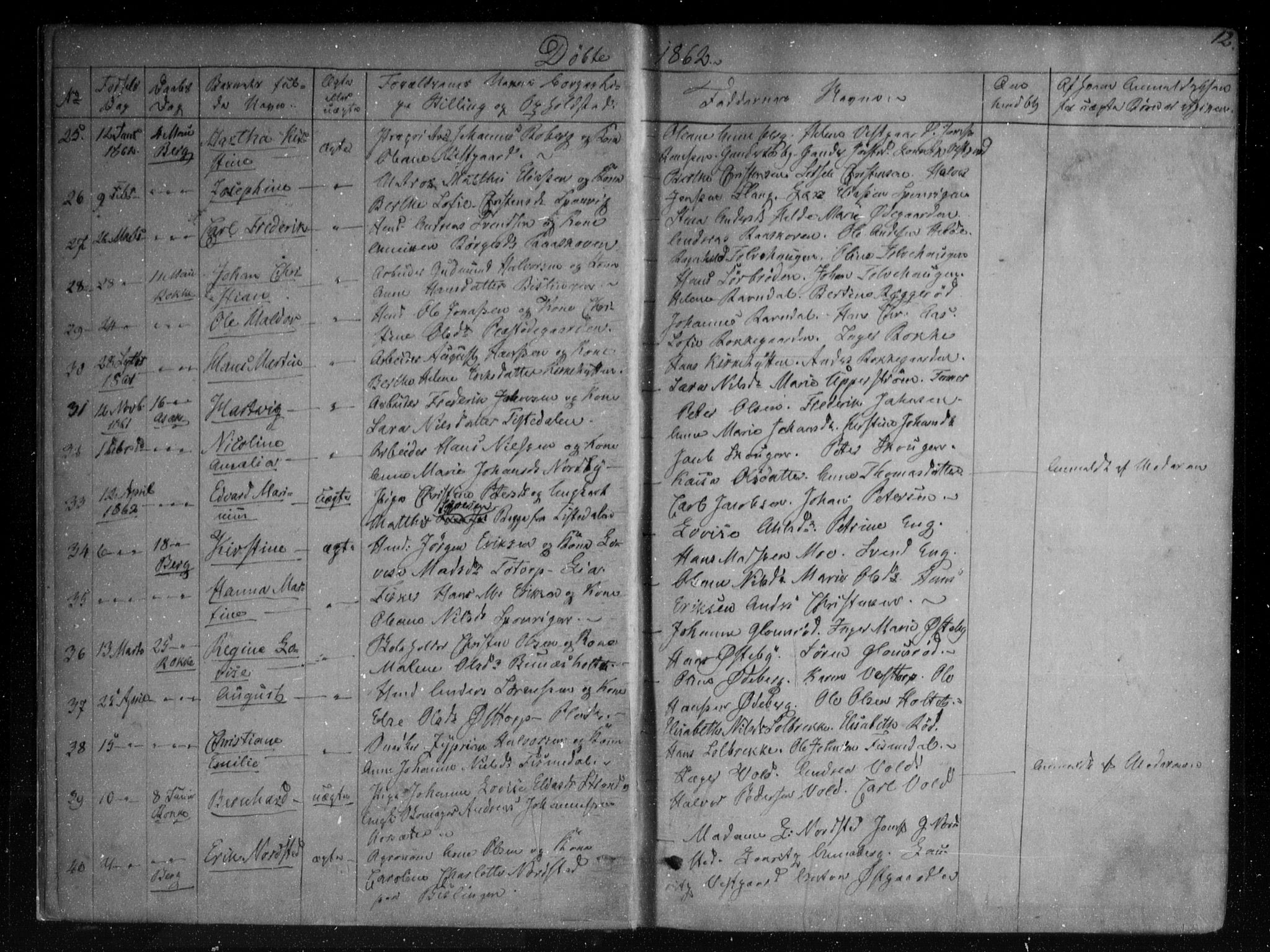 Berg prestekontor Kirkebøker, AV/SAO-A-10902/F/Fa/L0005: Parish register (official) no. I 5, 1861-1877, p. 12