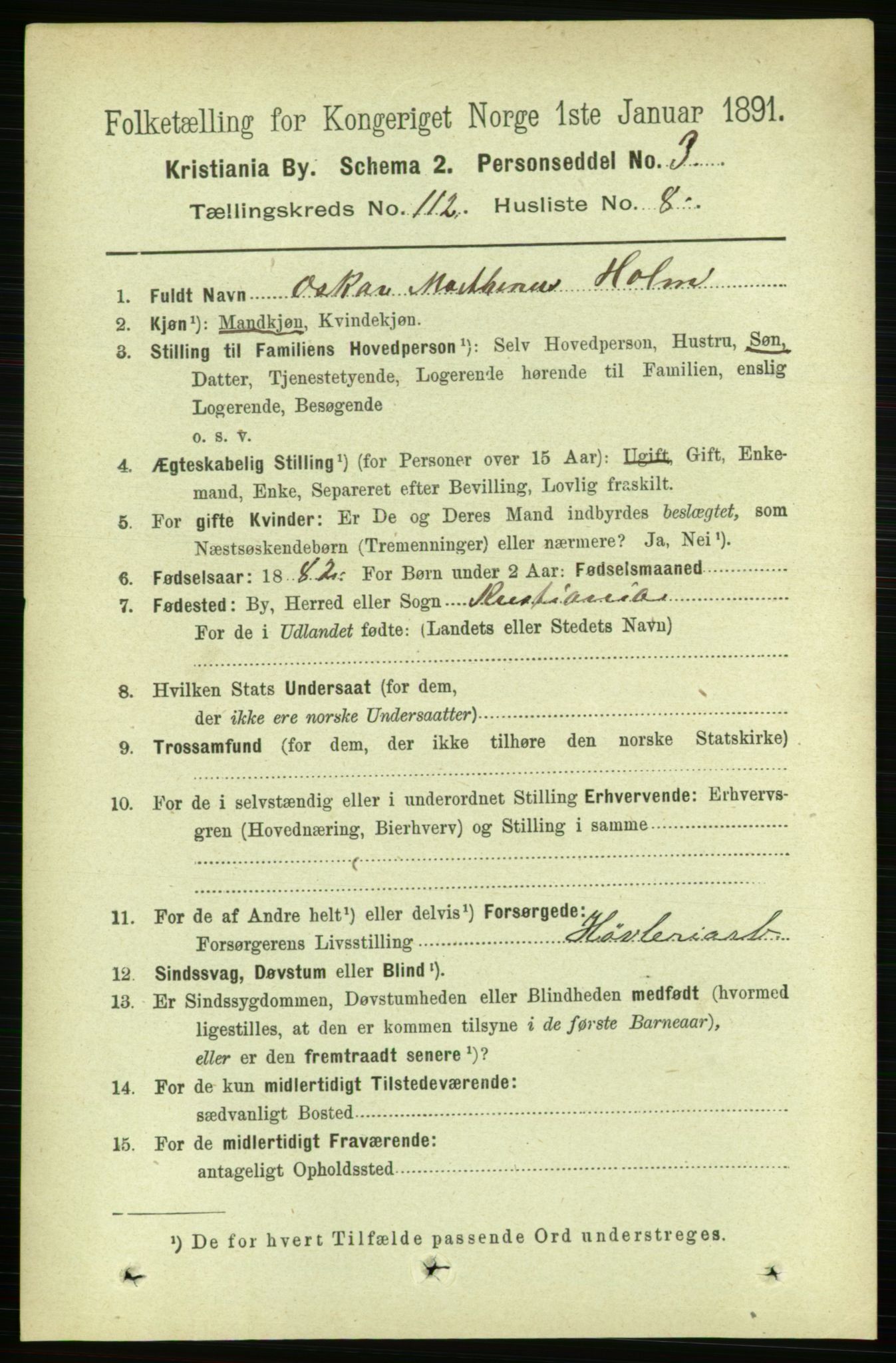 RA, 1891 census for 0301 Kristiania, 1891, p. 59357