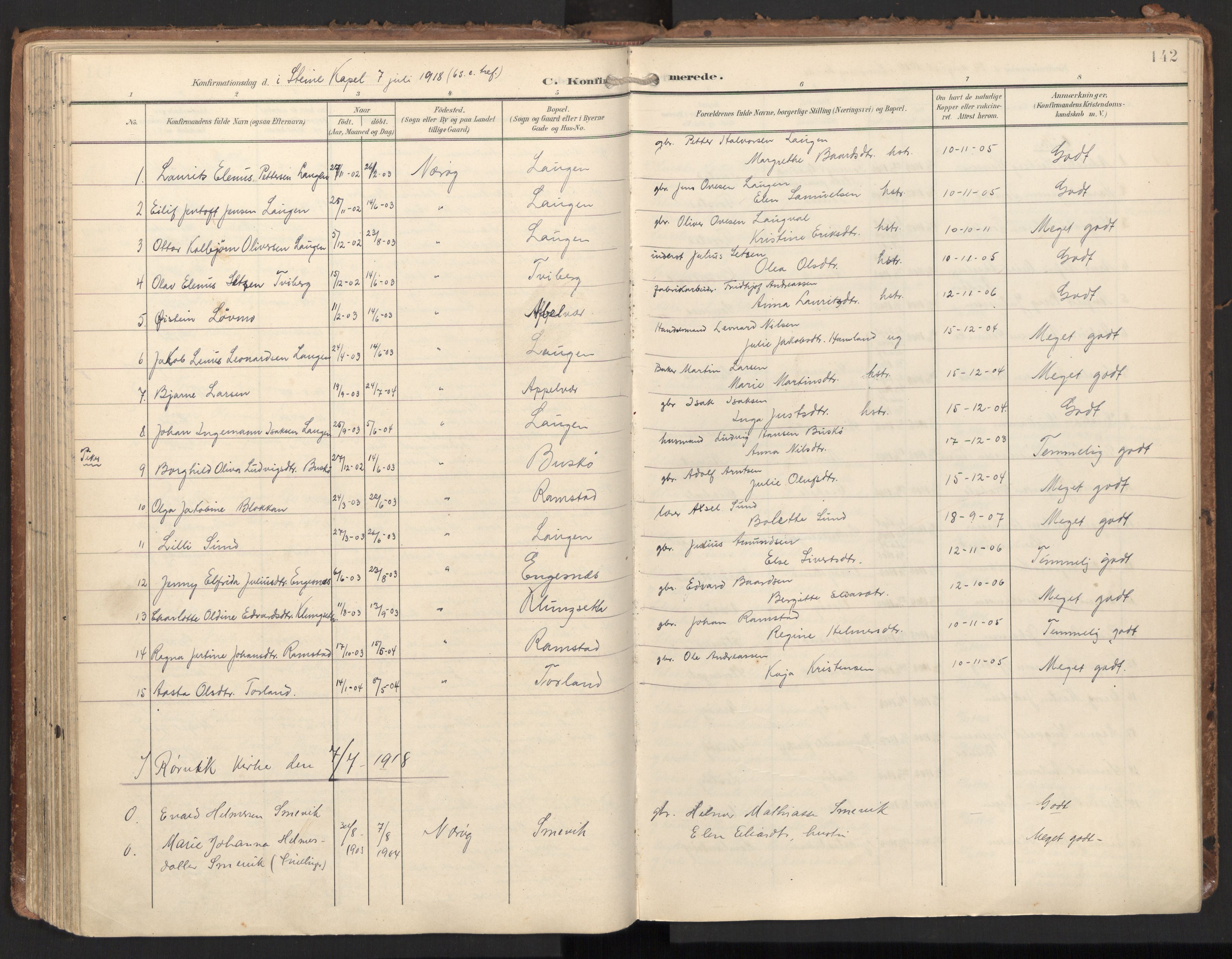 Ministerialprotokoller, klokkerbøker og fødselsregistre - Nord-Trøndelag, SAT/A-1458/784/L0677: Parish register (official) no. 784A12, 1900-1920, p. 142