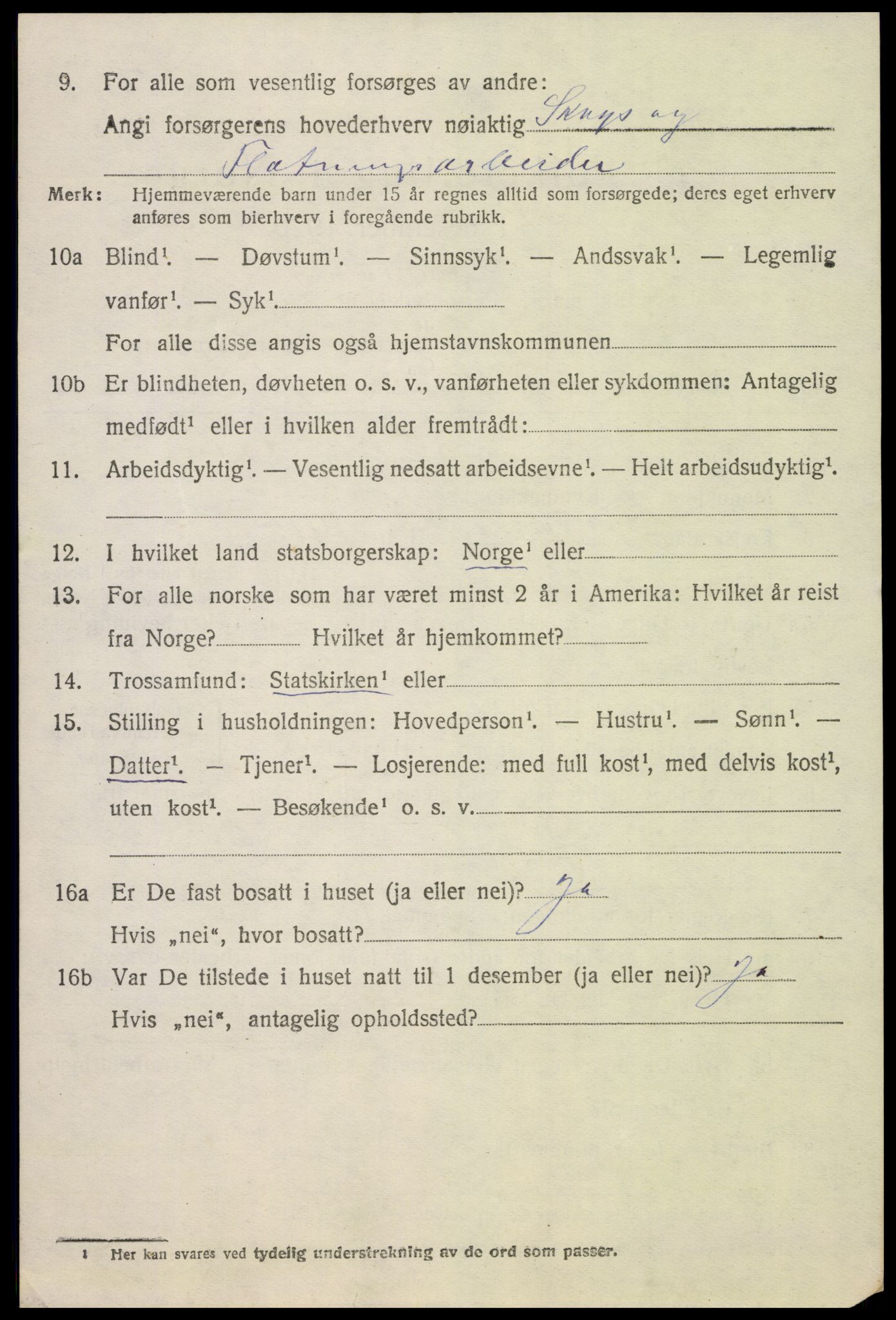 SAH, 1920 census for Biri, 1920, p. 1538