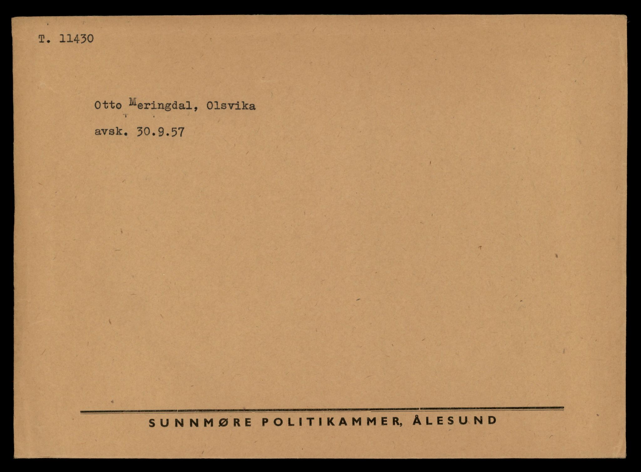 Møre og Romsdal vegkontor - Ålesund trafikkstasjon, SAT/A-4099/F/Fe/L0029: Registreringskort for kjøretøy T 11430 - T 11619, 1927-1998, p. 1
