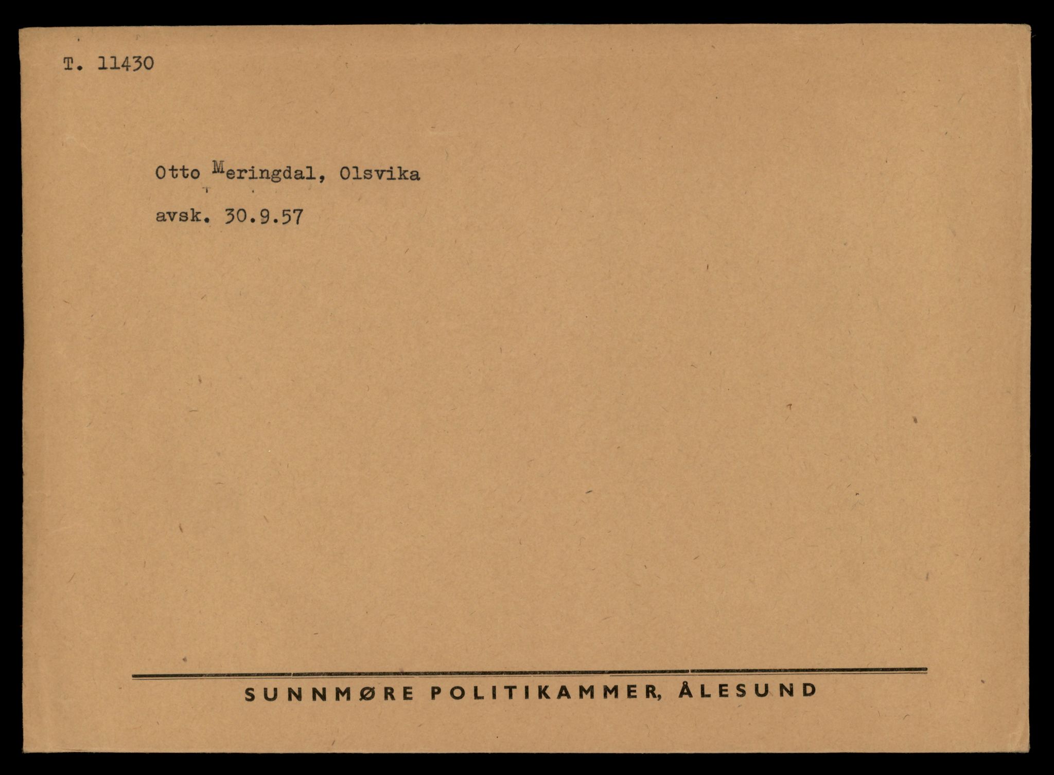 Møre og Romsdal vegkontor - Ålesund trafikkstasjon, AV/SAT-A-4099/F/Fe/L0029: Registreringskort for kjøretøy T 11430 - T 11619, 1927-1998, p. 1