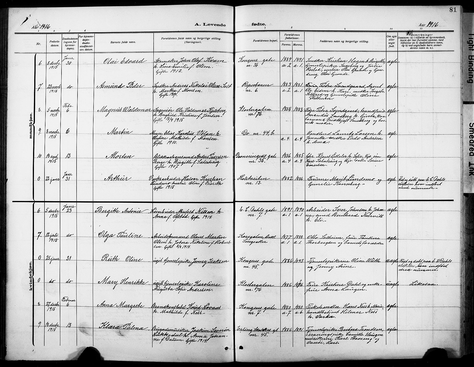 Ministerialprotokoller, klokkerbøker og fødselsregistre - Sør-Trøndelag, SAT/A-1456/601/L0096: Parish register (copy) no. 601C14, 1911-1931, p. 81