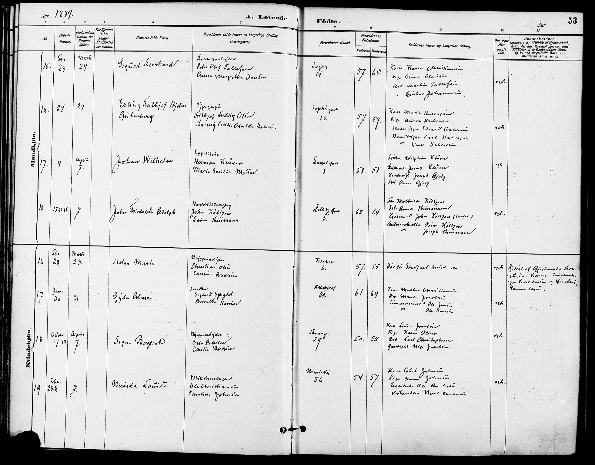 Gamle Aker prestekontor Kirkebøker, AV/SAO-A-10617a/F/L0008: Parish register (official) no. 8, 1887-1896, p. 53