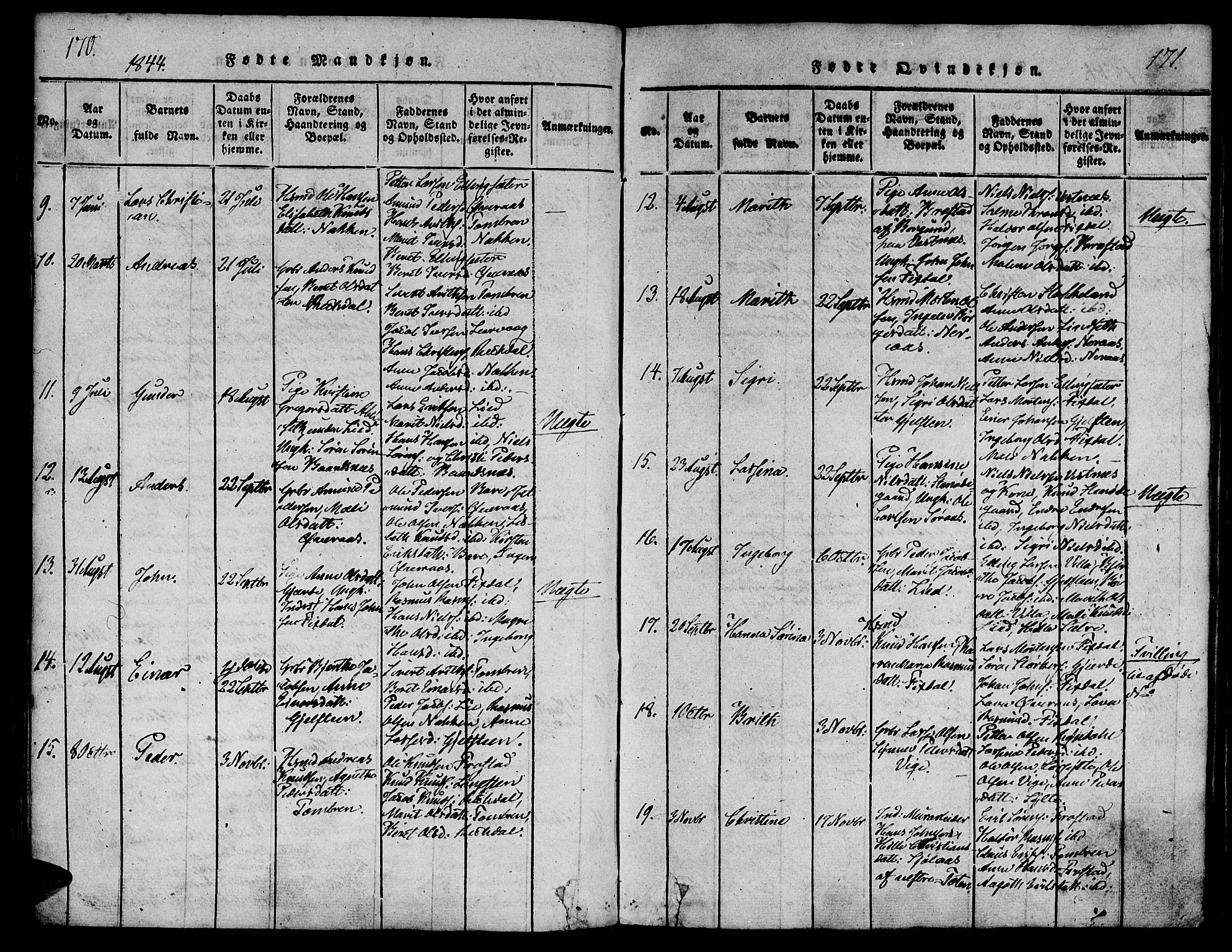 Ministerialprotokoller, klokkerbøker og fødselsregistre - Møre og Romsdal, AV/SAT-A-1454/539/L0528: Parish register (official) no. 539A01, 1818-1847, p. 170-171