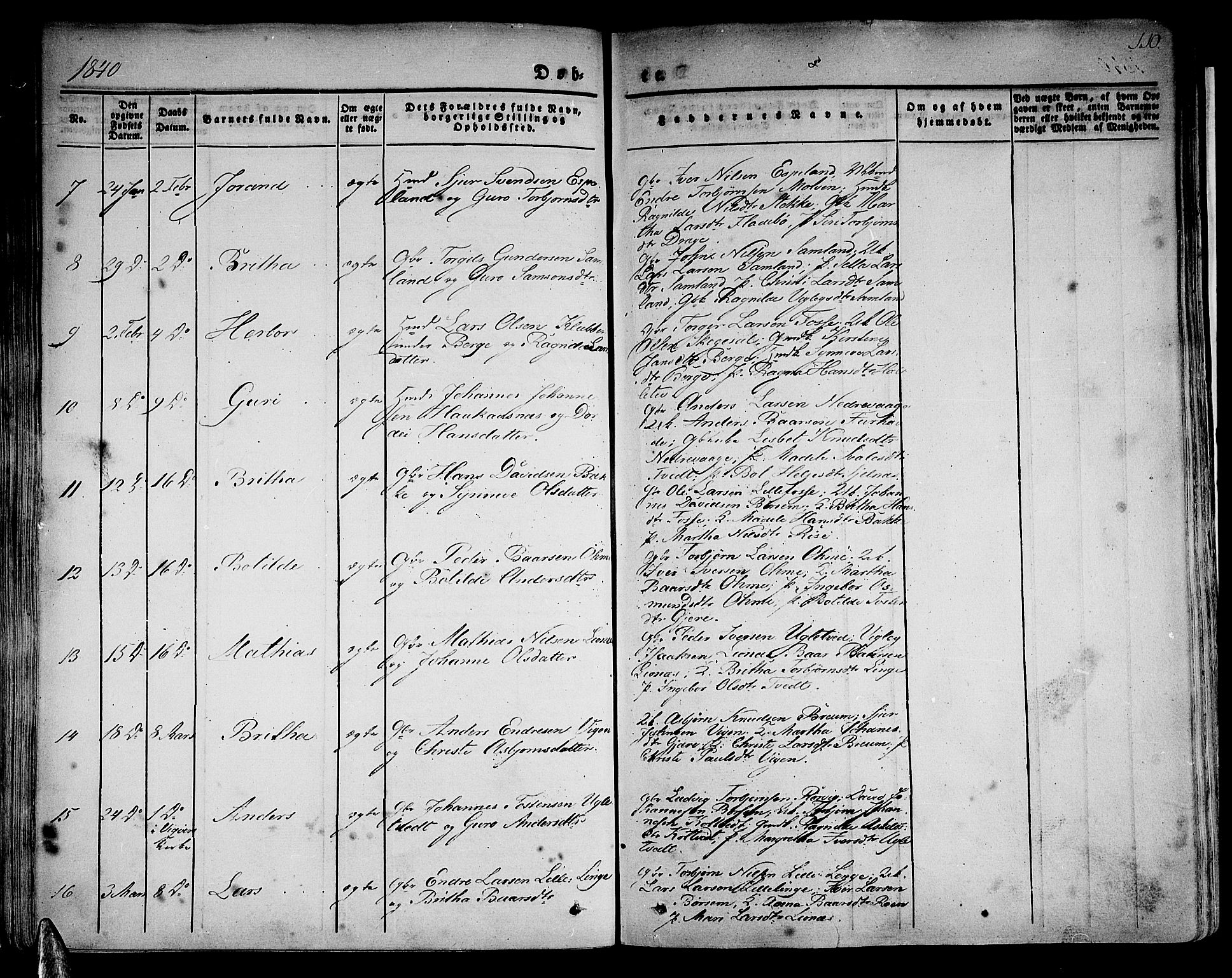 Strandebarm sokneprestembete, AV/SAB-A-78401/H/Haa: Parish register (official) no. A 6, 1826-1843, p. 110