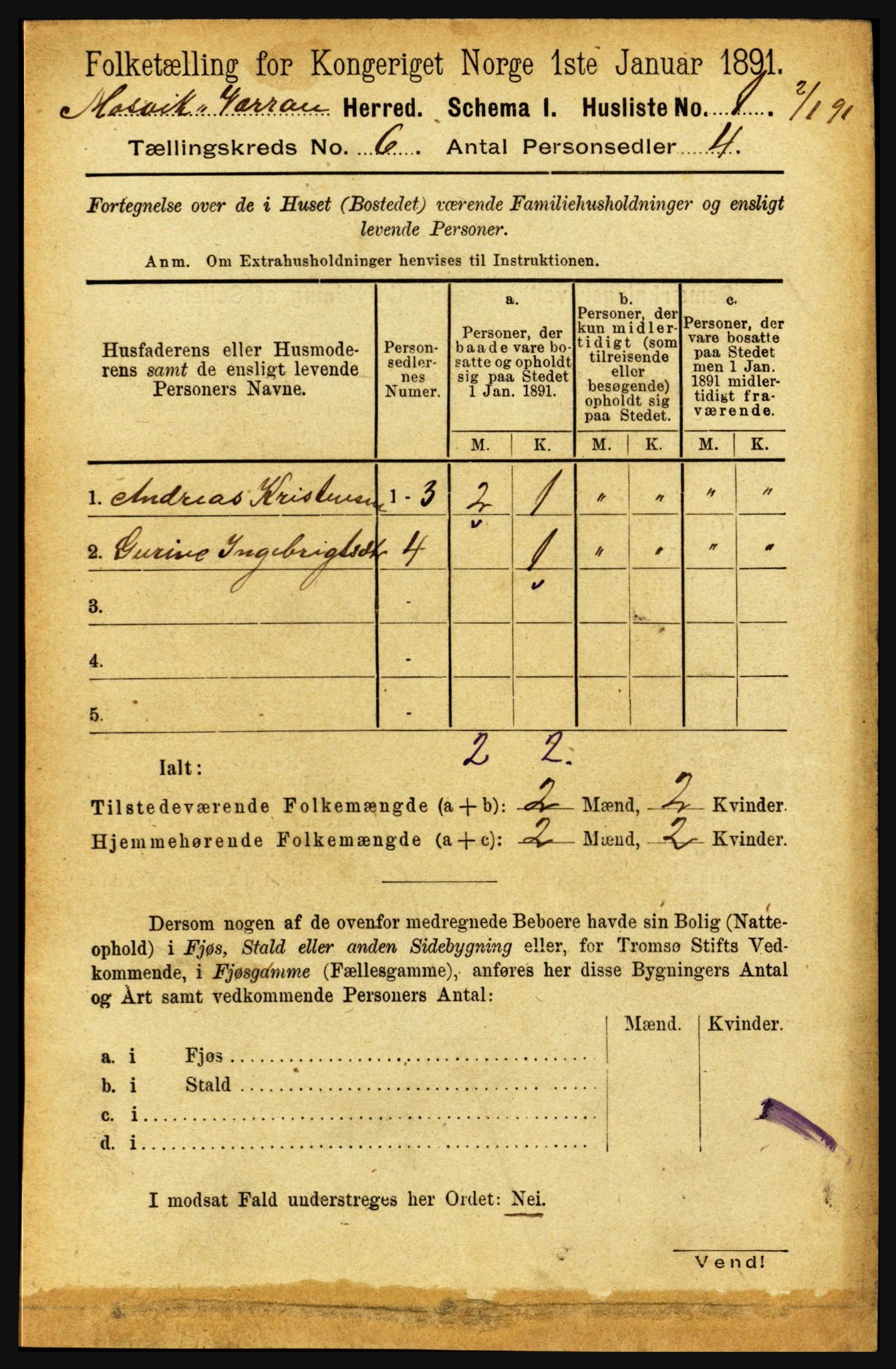 RA, 1891 census for 1723 Mosvik og Verran, 1891, p. 2388