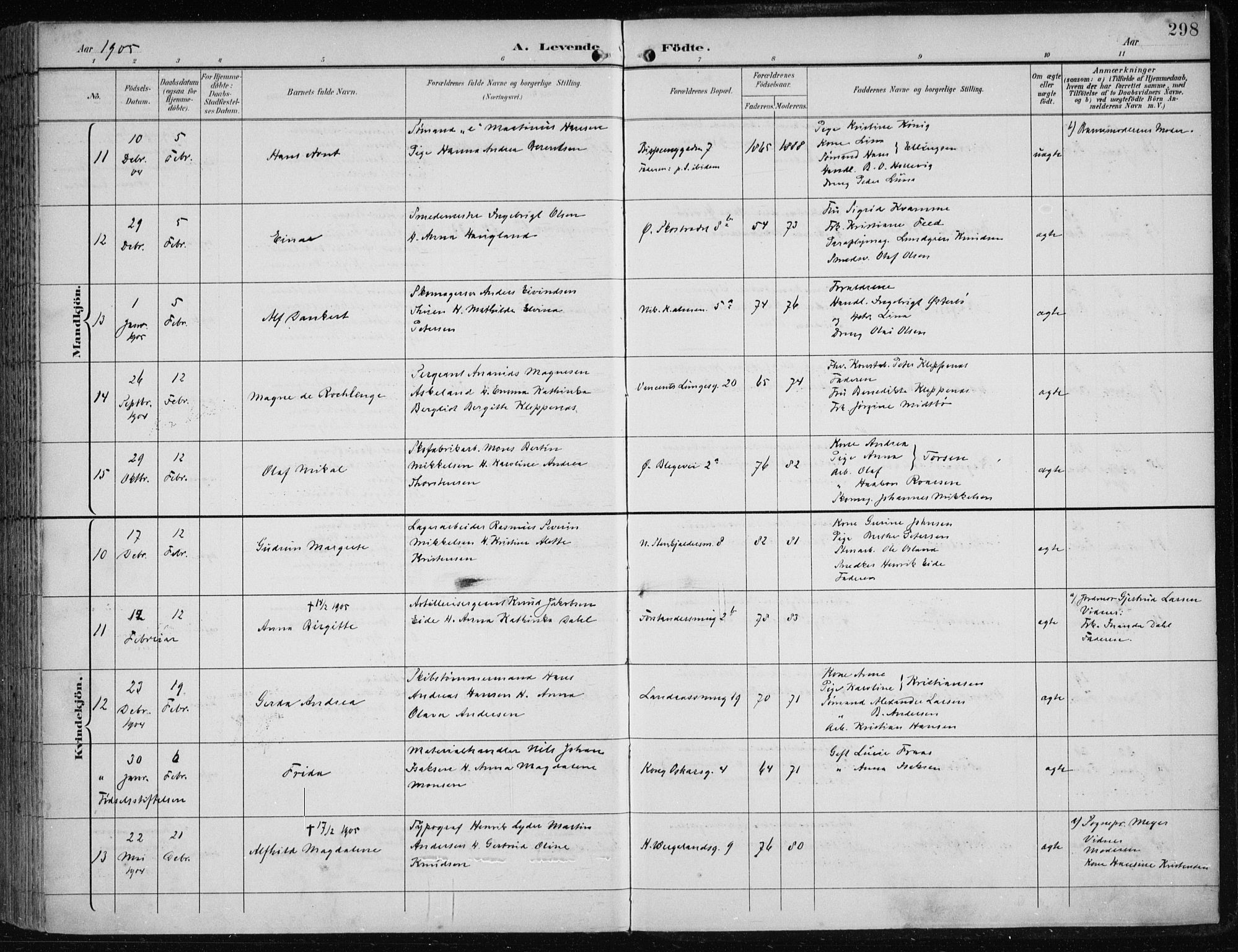 Korskirken sokneprestembete, AV/SAB-A-76101/H/Hab: Parish register (copy) no. B 10, 1896-1905, p. 298