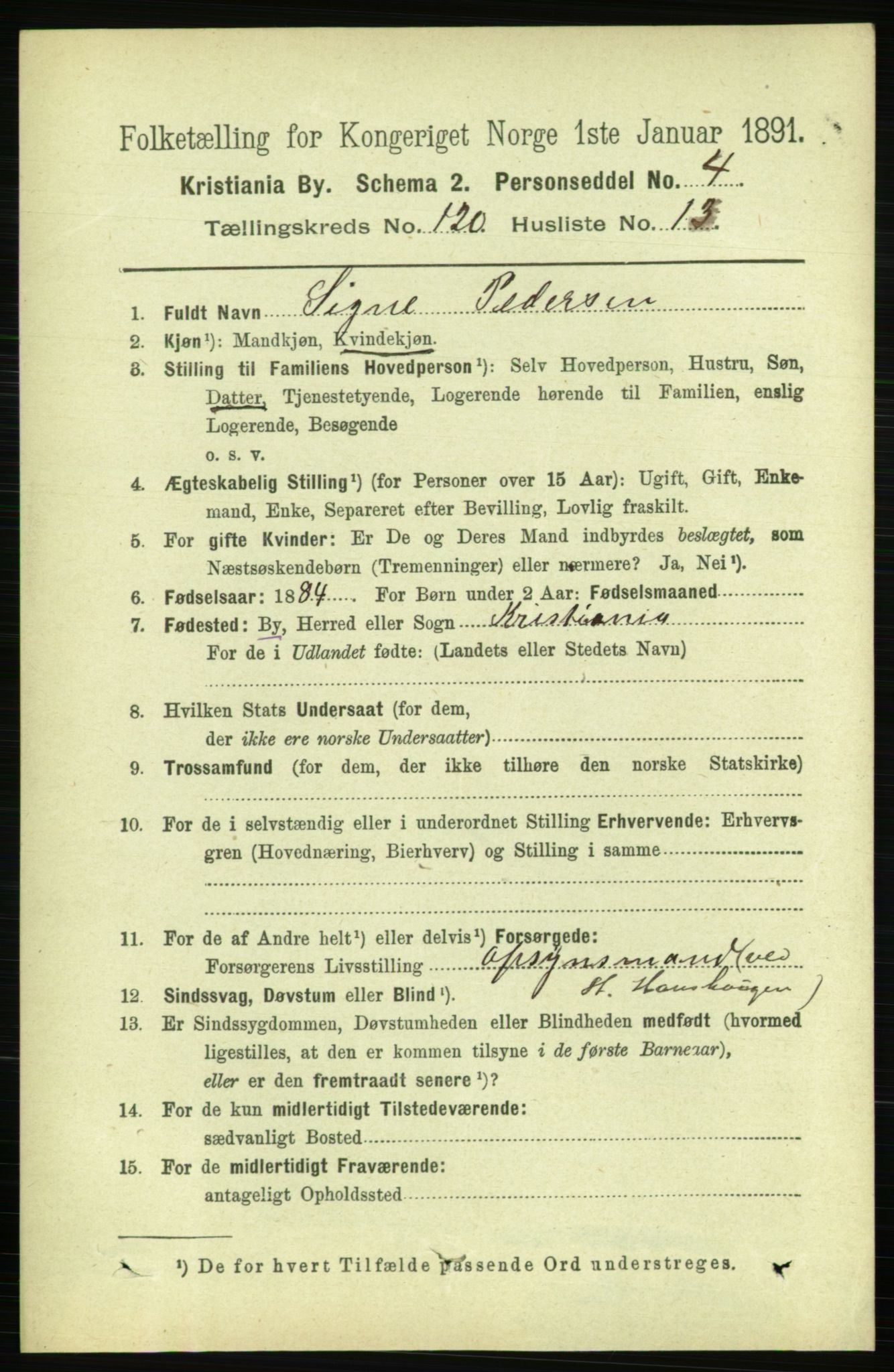 RA, 1891 census for 0301 Kristiania, 1891, p. 64176