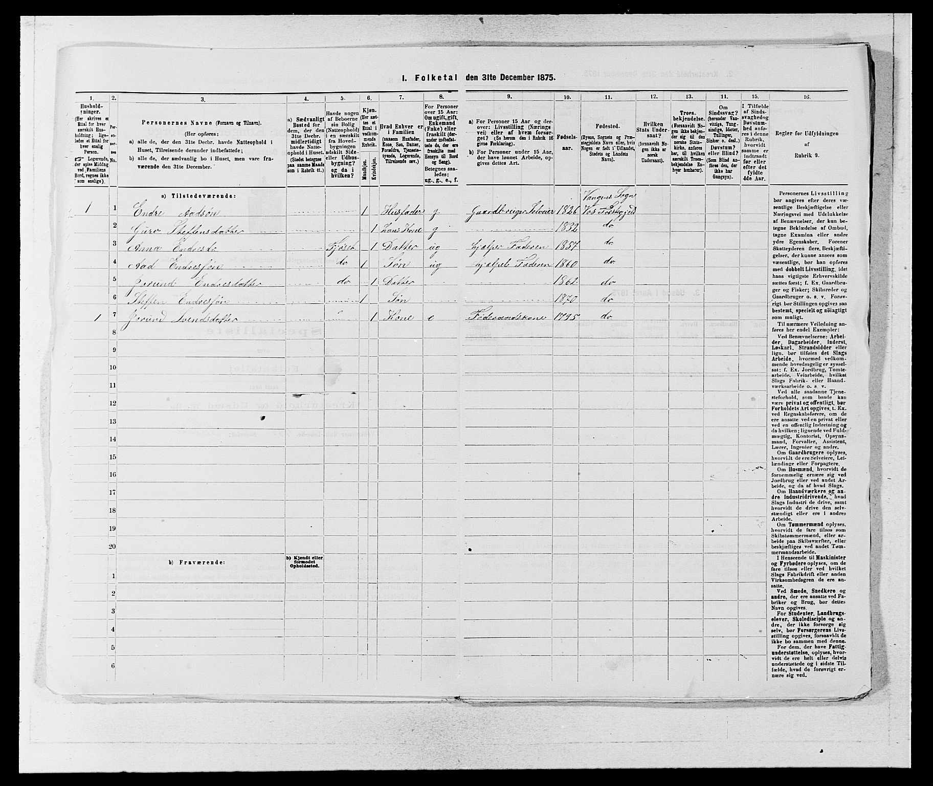 SAB, 1875 census for 1235P Voss, 1875, p. 1490