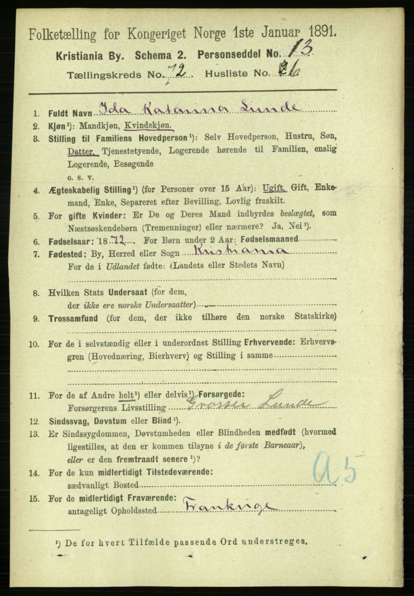 RA, 1891 census for 0301 Kristiania, 1891, p. 39293