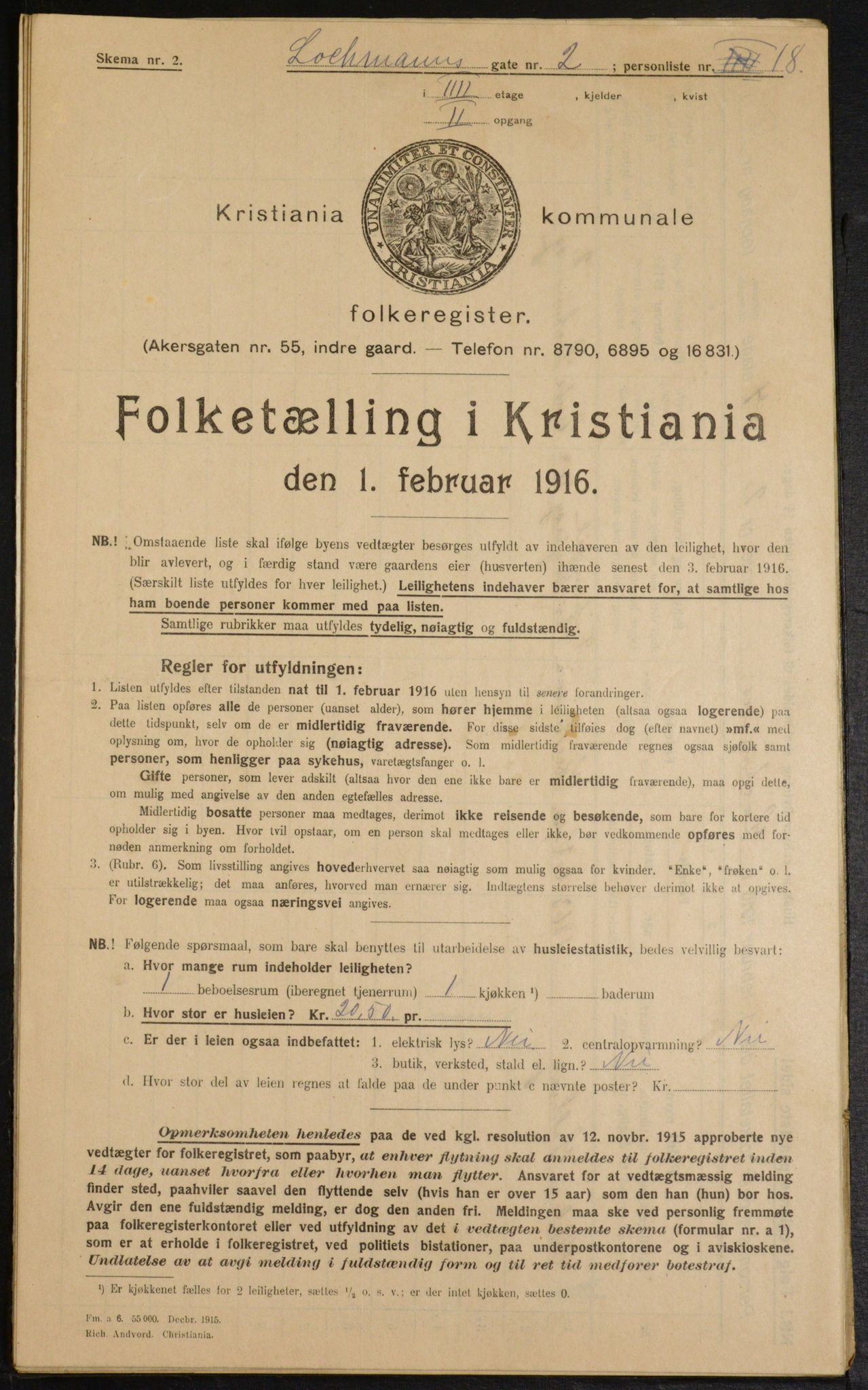 OBA, Municipal Census 1916 for Kristiania, 1916, p. 59535