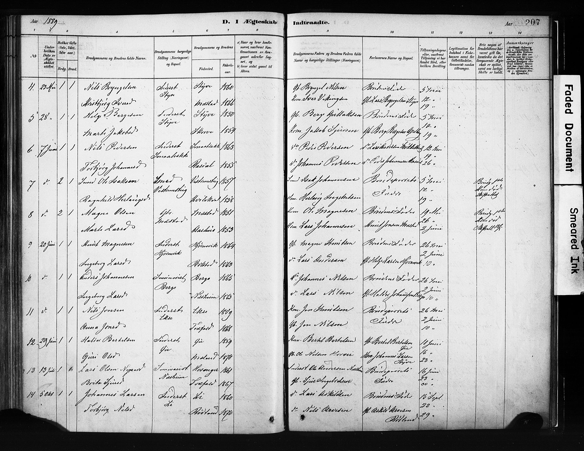 Evanger sokneprestembete, SAB/A-99924: Parish register (official) no. A 1, 1877-1899, p. 207
