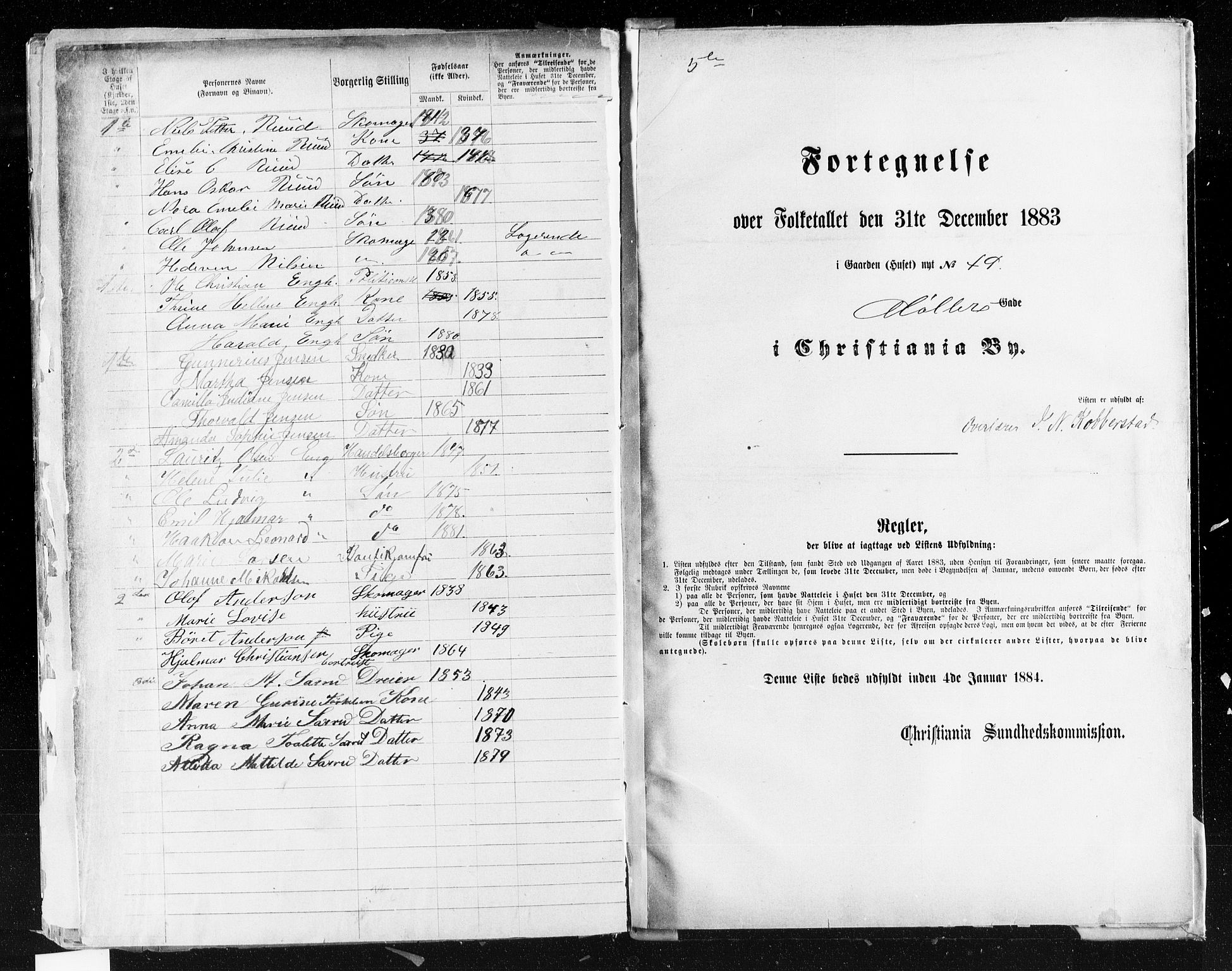 OBA, Municipal Census 1883 for Kristiania, 1883, p. 2925