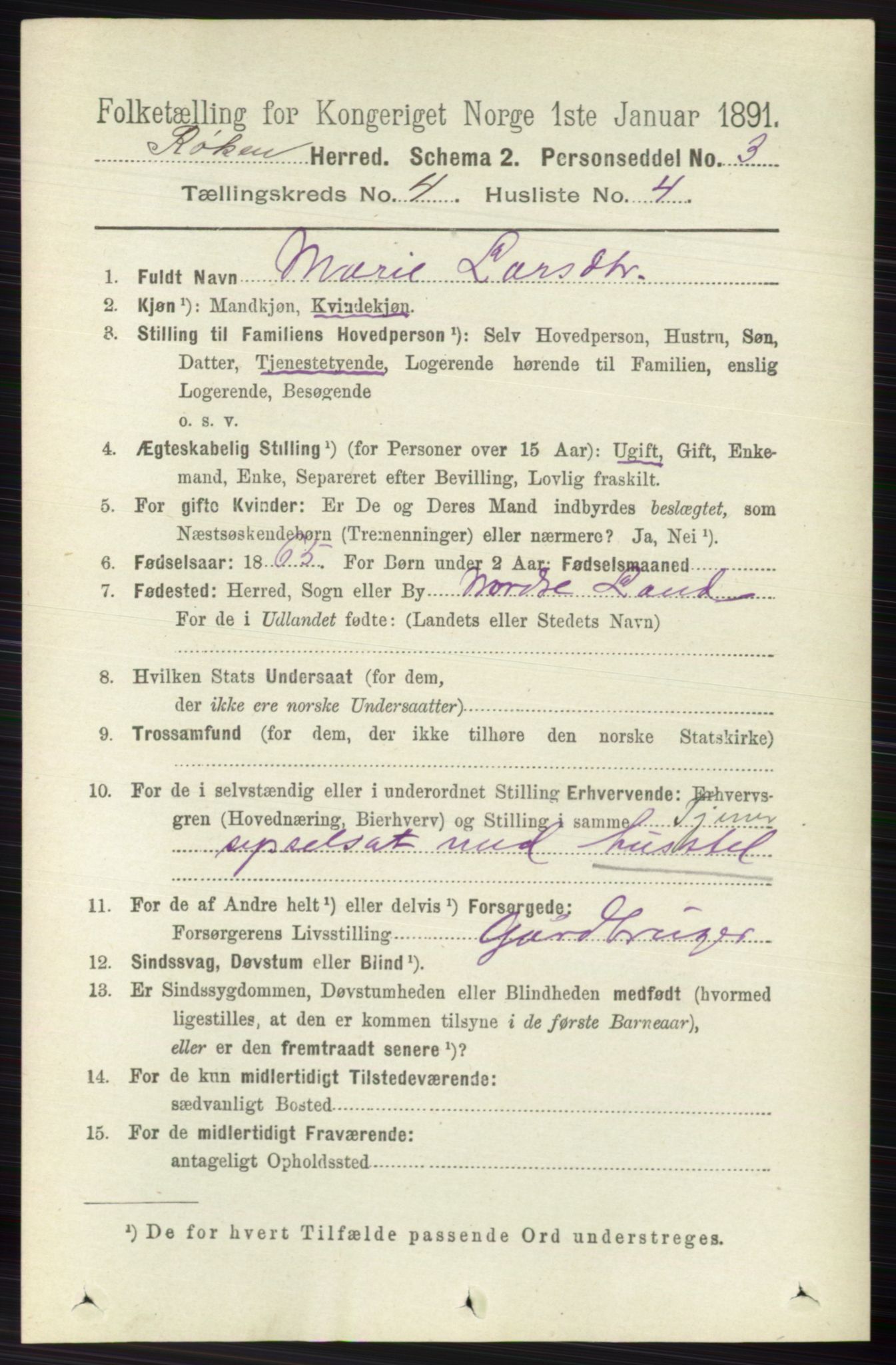 RA, 1891 census for 0627 Røyken, 1891, p. 1879