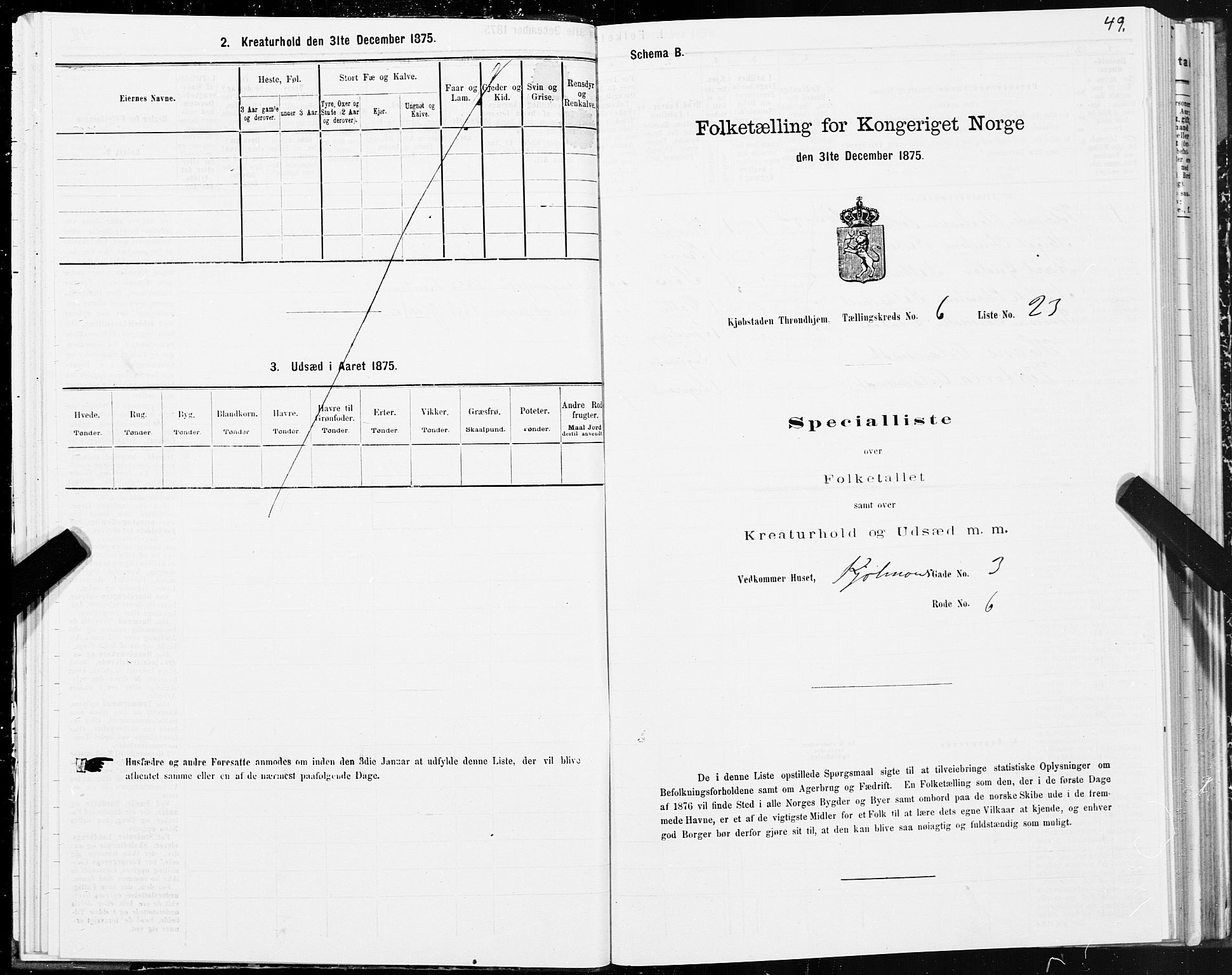 SAT, 1875 census for 1601 Trondheim, 1875, p. 4049