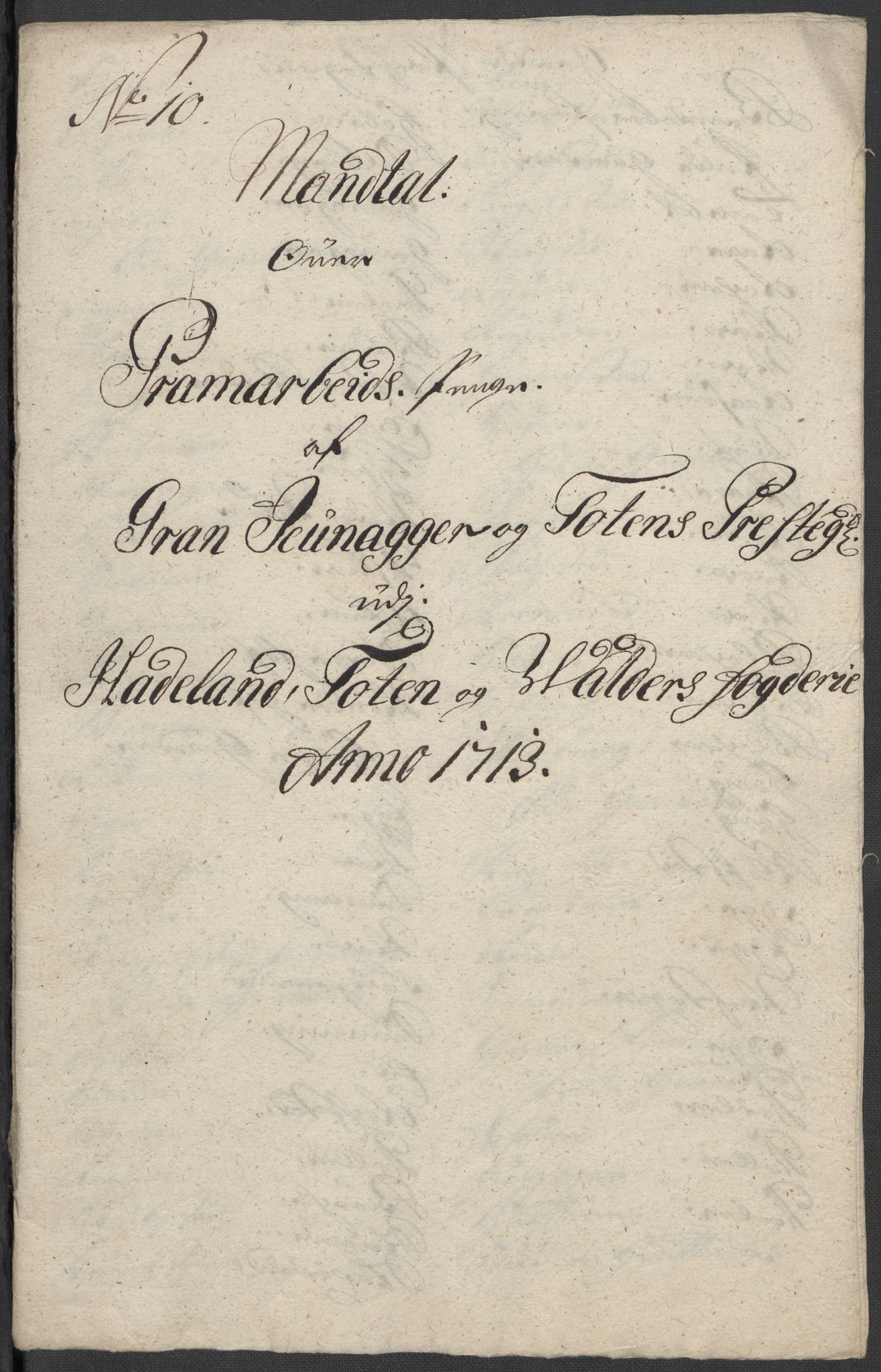 Rentekammeret inntil 1814, Reviderte regnskaper, Fogderegnskap, RA/EA-4092/R18/L1311: Fogderegnskap Hadeland, Toten og Valdres, 1713, p. 110