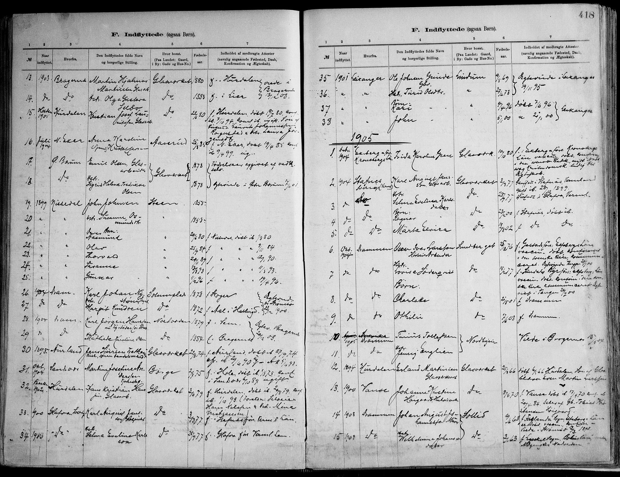 Skoger kirkebøker, AV/SAKO-A-59/F/Fa/L0006: Parish register (official) no. I 6, 1885-1910, p. 418