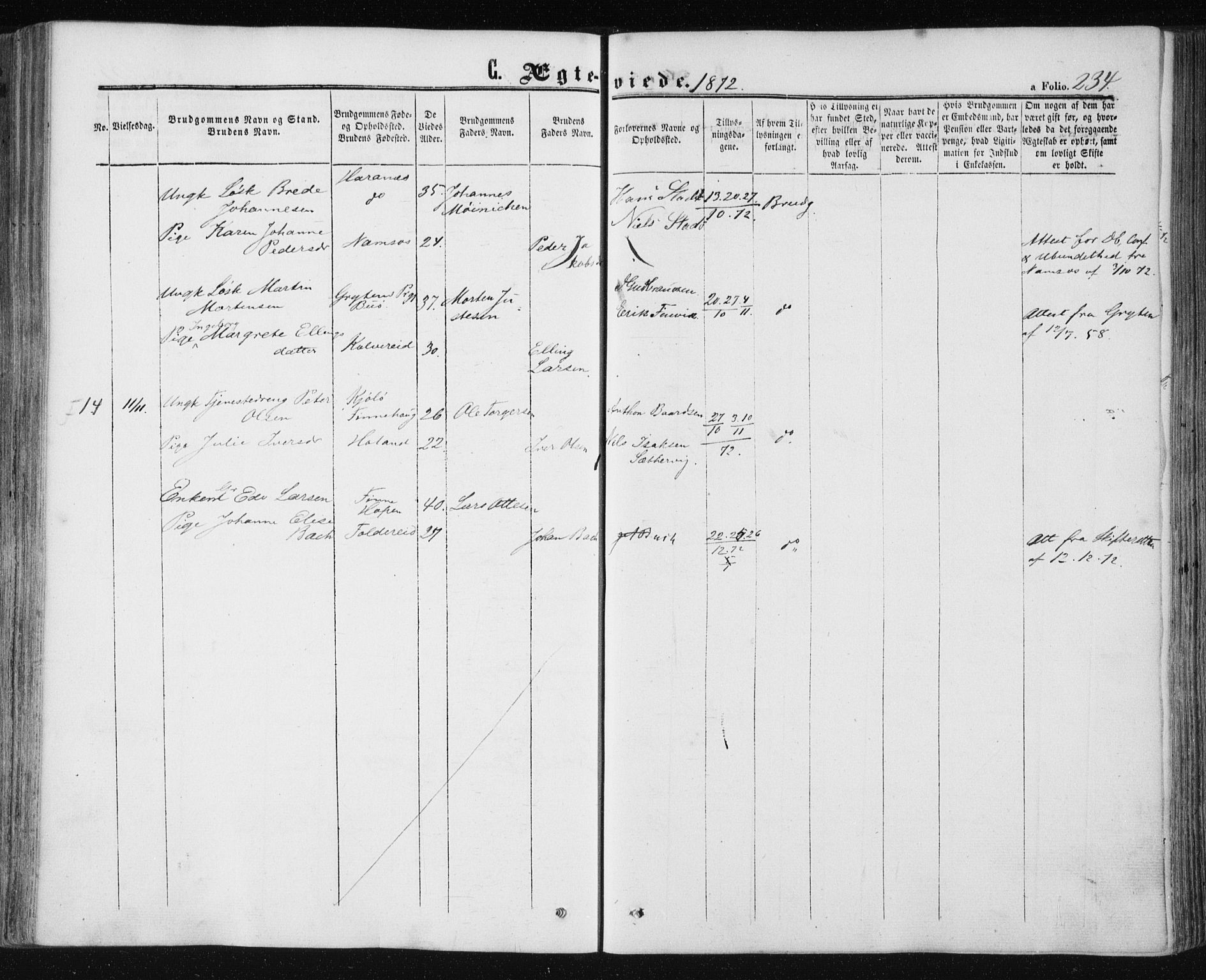 Ministerialprotokoller, klokkerbøker og fødselsregistre - Nord-Trøndelag, AV/SAT-A-1458/780/L0641: Parish register (official) no. 780A06, 1857-1874, p. 234