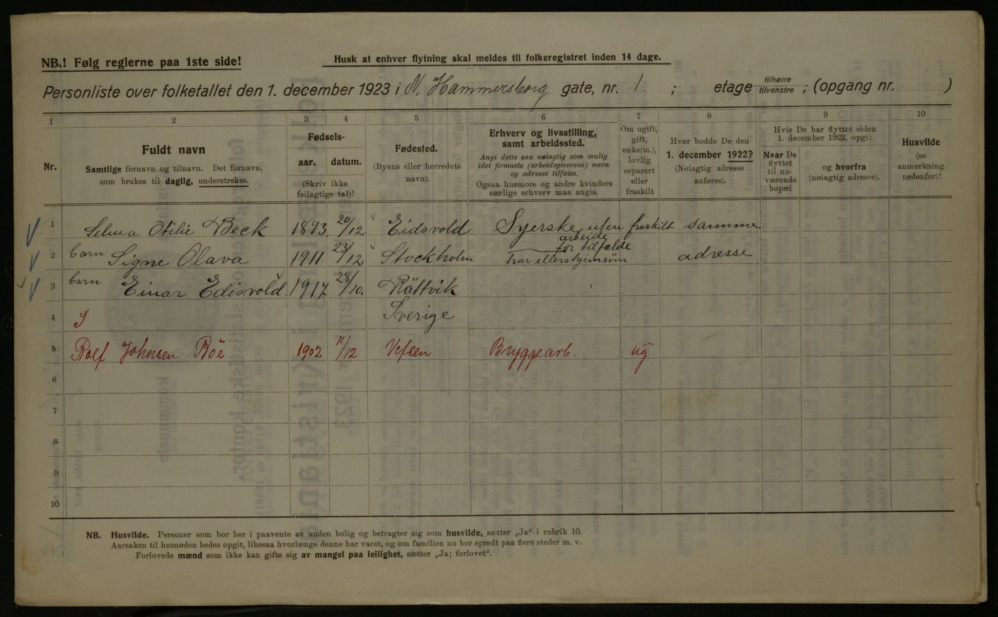 OBA, Municipal Census 1923 for Kristiania, 1923, p. 76169