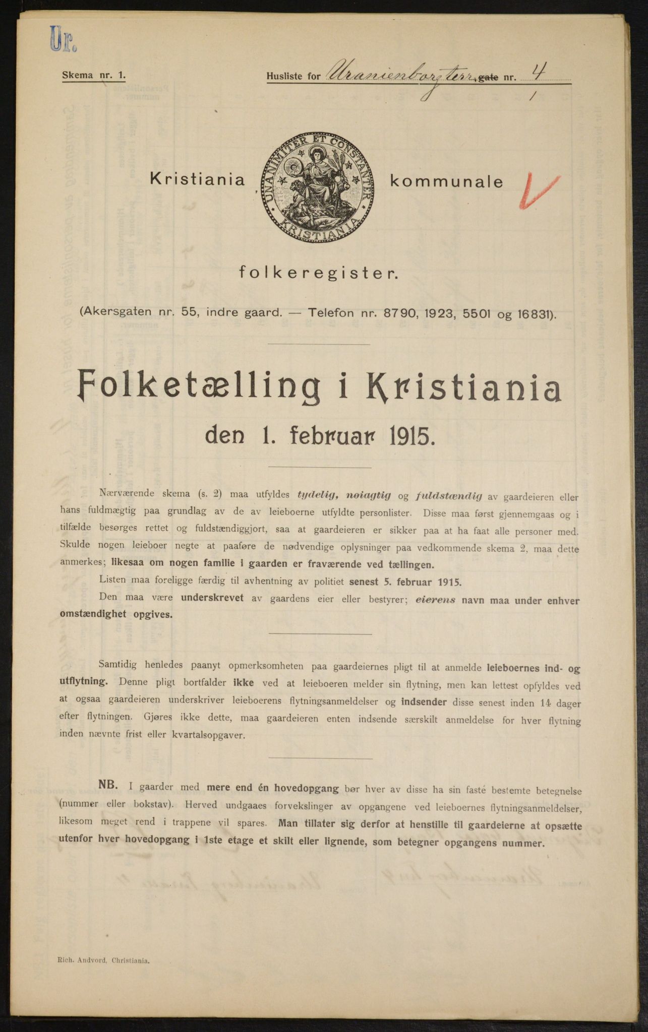OBA, Municipal Census 1915 for Kristiania, 1915, p. 120872
