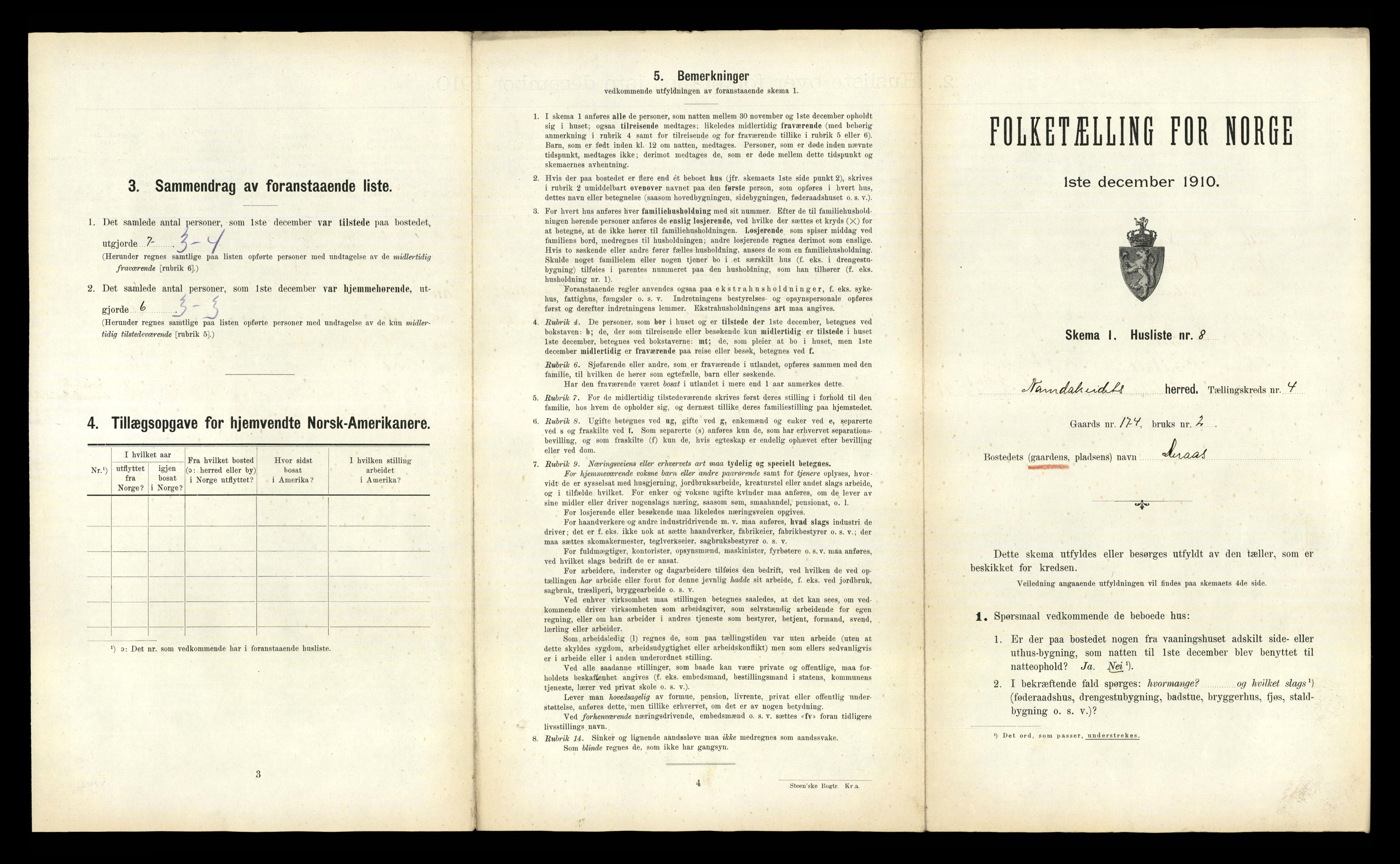 RA, 1910 census for Namdalseid, 1910, p. 492