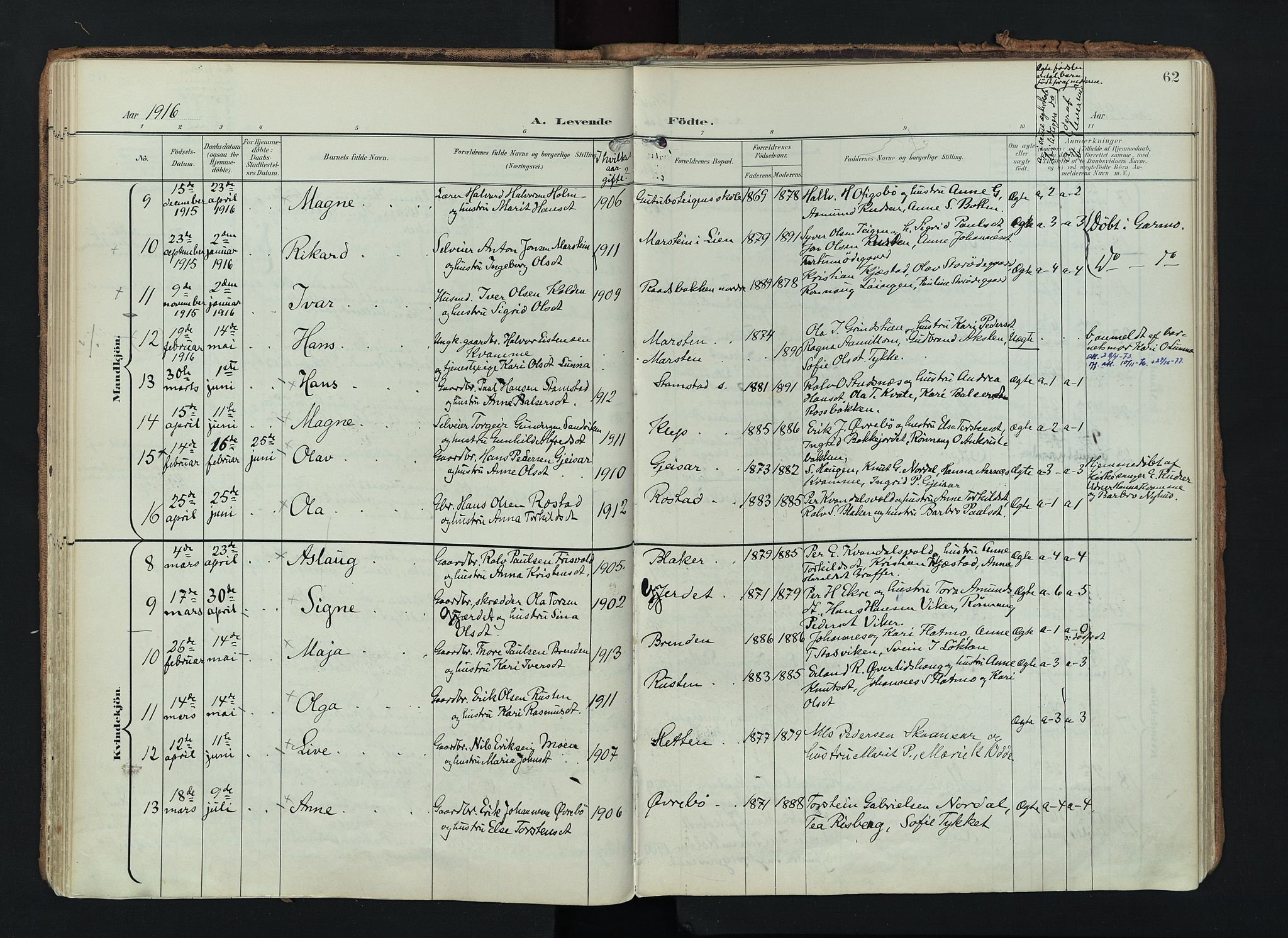 Lom prestekontor, AV/SAH-PREST-070/K/L0010: Parish register (official) no. 10, 1899-1926, p. 62