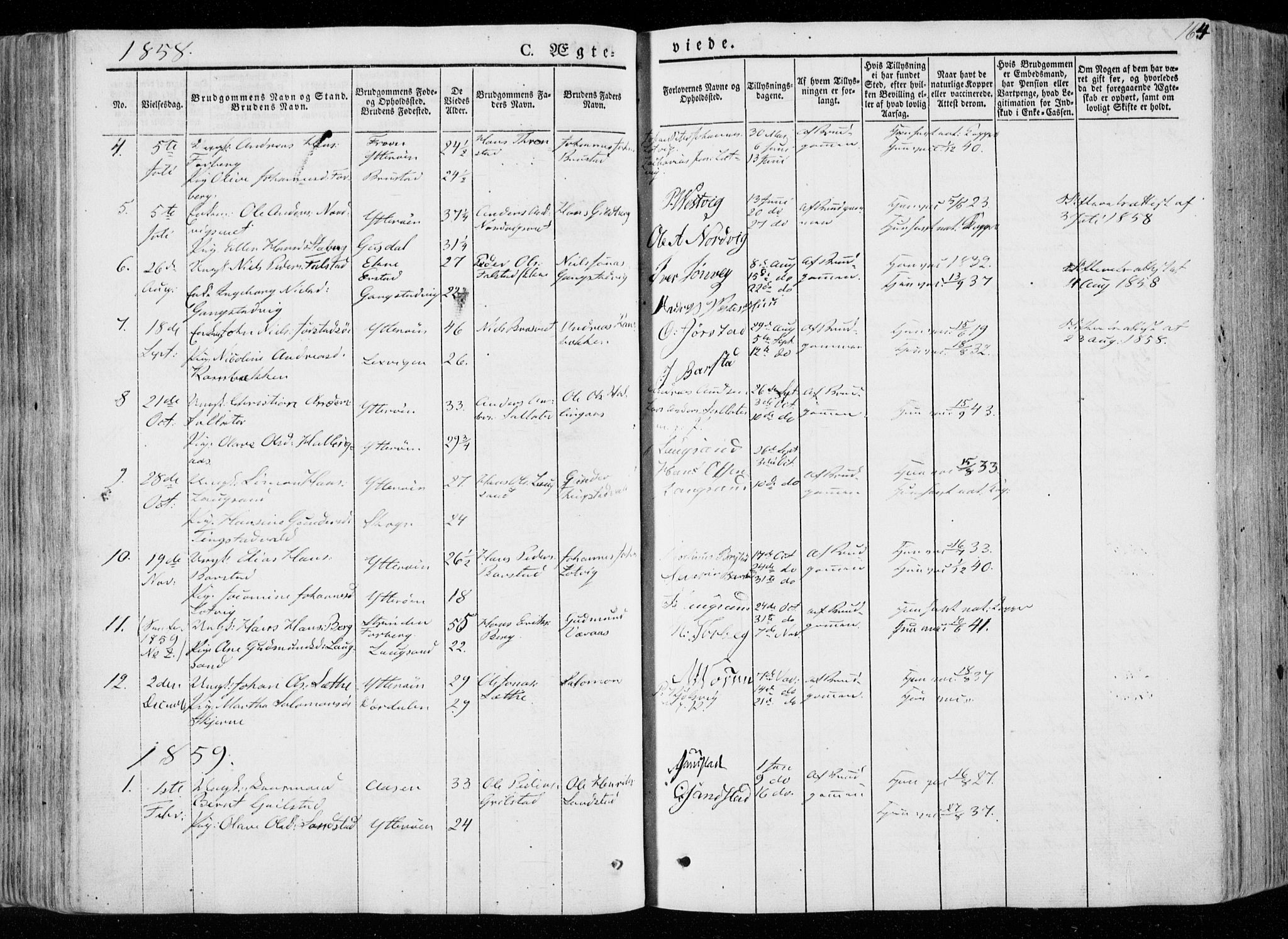 Ministerialprotokoller, klokkerbøker og fødselsregistre - Nord-Trøndelag, SAT/A-1458/722/L0218: Parish register (official) no. 722A05, 1843-1868, p. 164