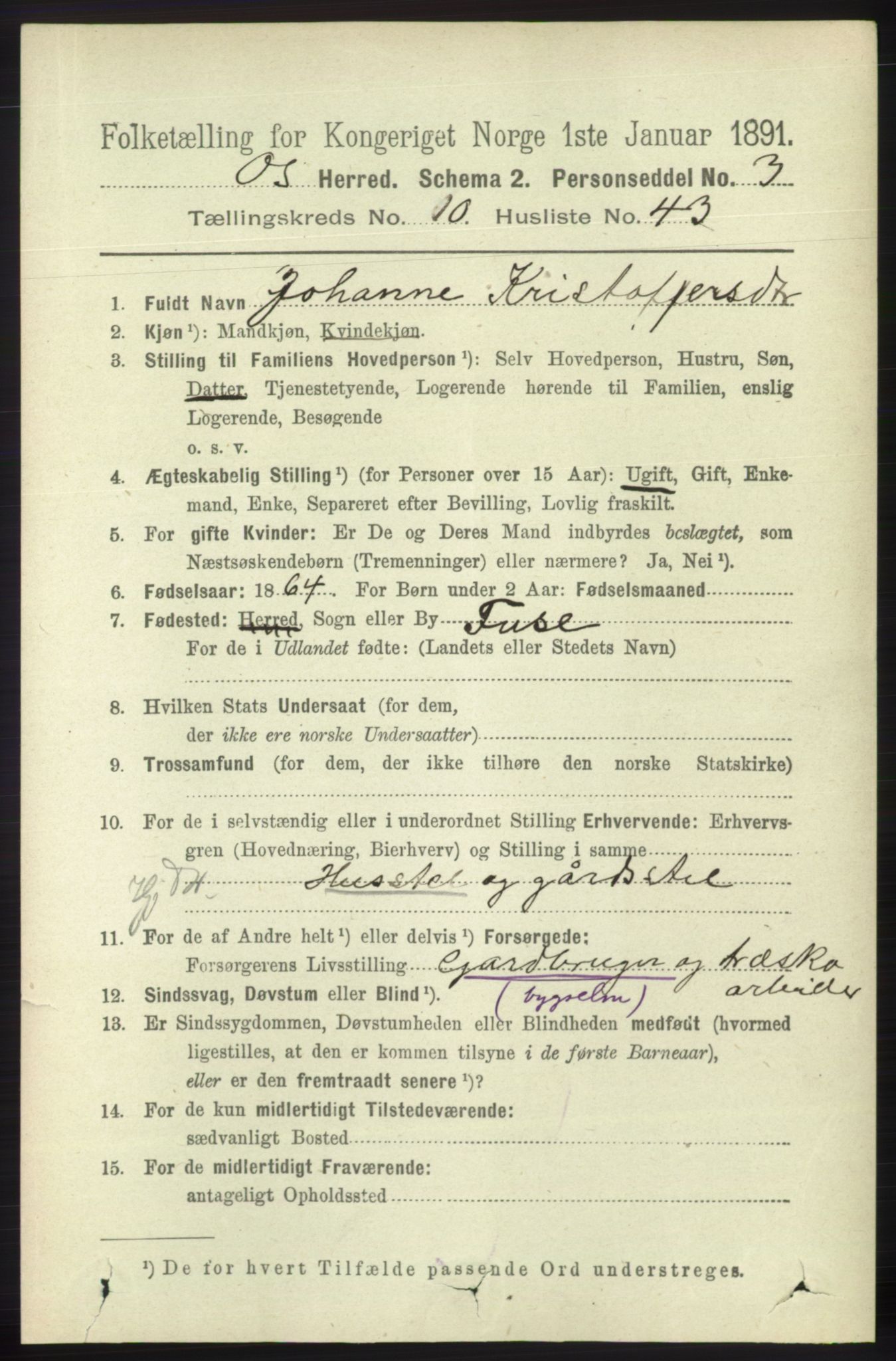 RA, 1891 census for 1243 Os, 1891, p. 2541