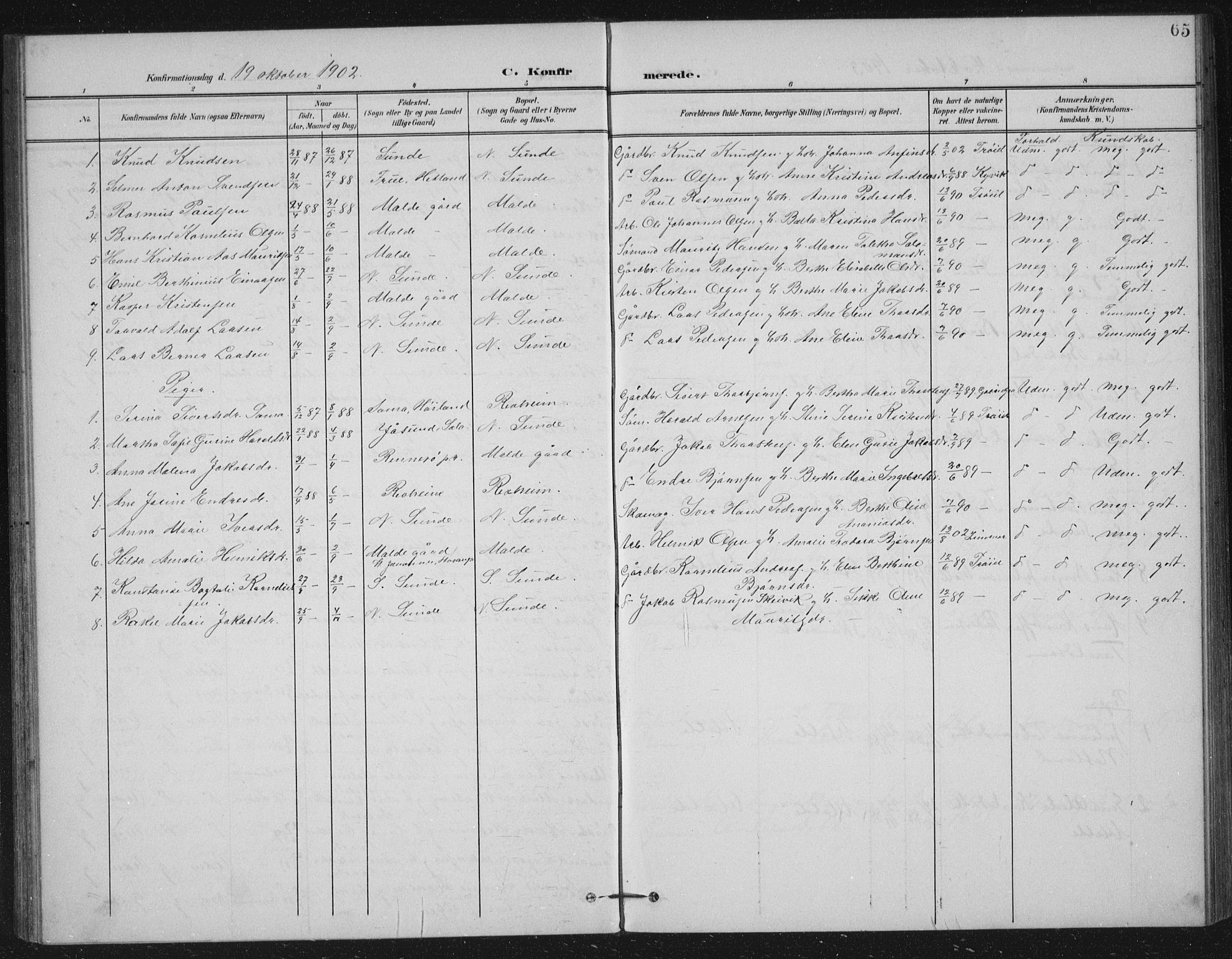 Håland sokneprestkontor, AV/SAST-A-101802/002/B/L0001: Parish register (official) no. A 13, 1901-1923, p. 65