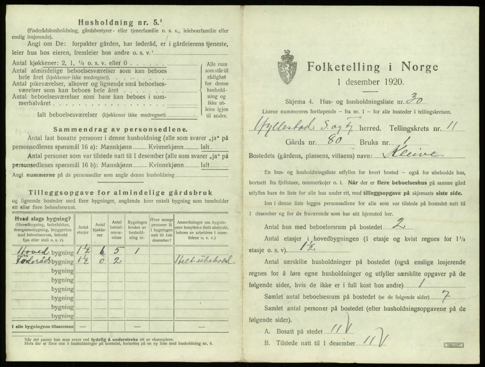 SAB, 1920 census for Hyllestad, 1920, p. 671