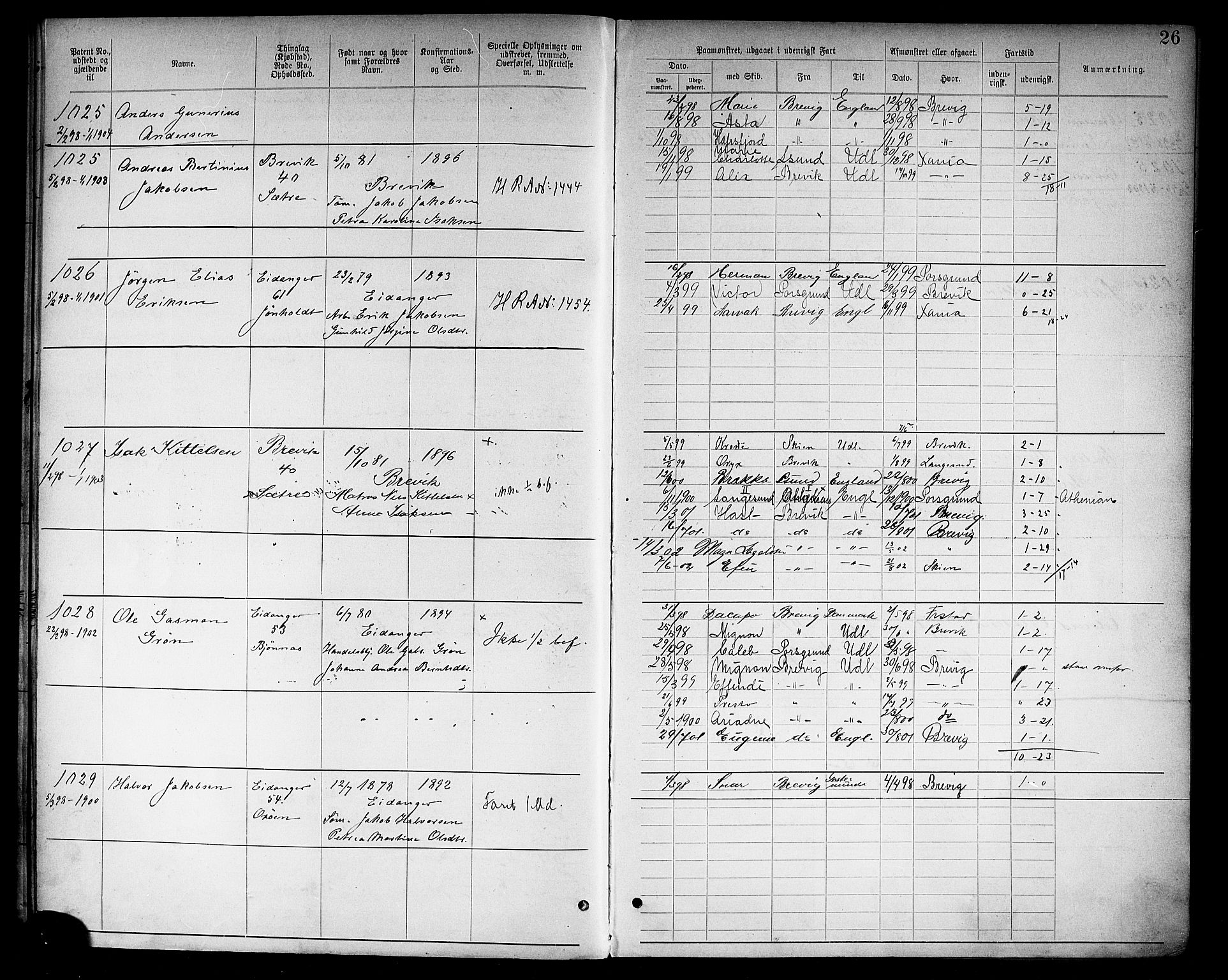 Brevik innrulleringskontor, AV/SAKO-A-833/F/Fa/L0003: Annotasjonsrulle, 1893-1911, p. 28