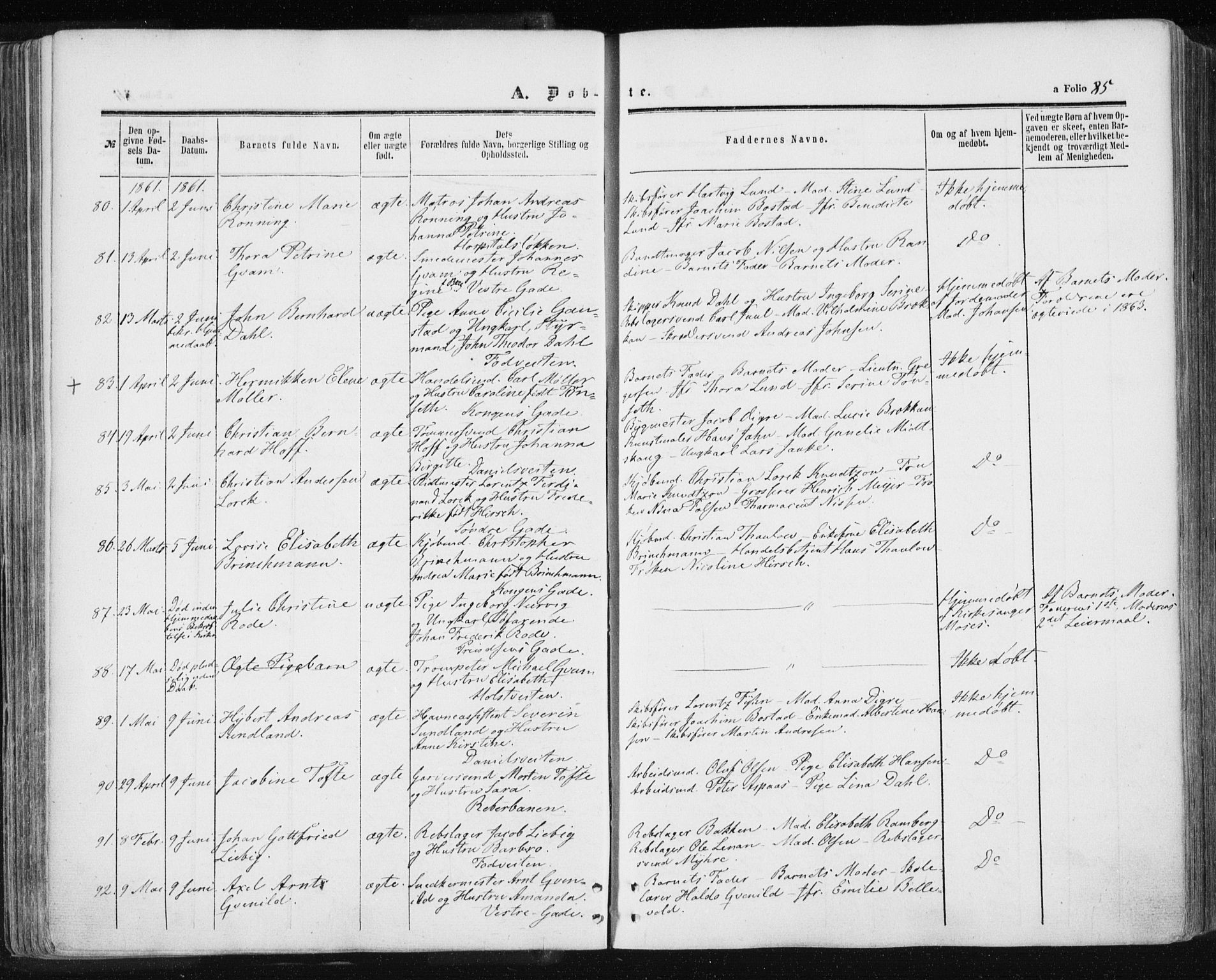 Ministerialprotokoller, klokkerbøker og fødselsregistre - Sør-Trøndelag, AV/SAT-A-1456/601/L0053: Parish register (official) no. 601A21, 1857-1865, p. 85