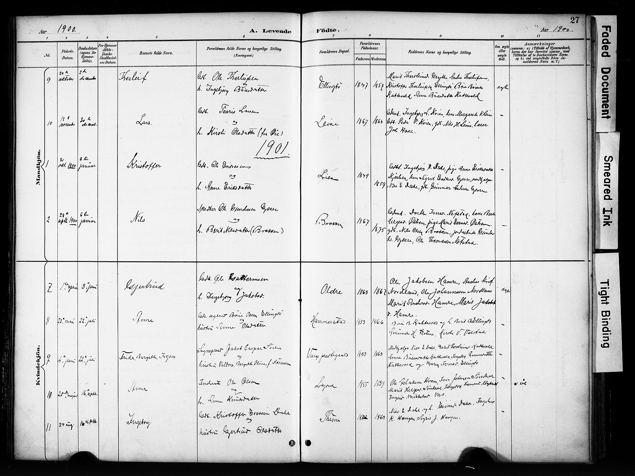 Vang prestekontor, Valdres, AV/SAH-PREST-140/H/Hb/L0006: Parish register (copy) no. 6, 1893-1918, p. 27
