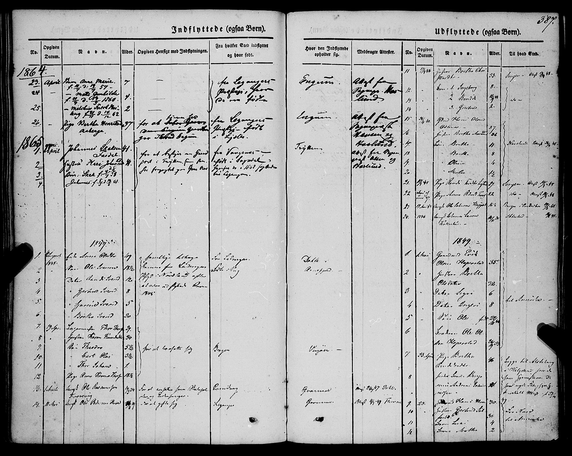 Vik sokneprestembete, SAB/A-81501: Parish register (official) no. A 8, 1846-1865, p. 387