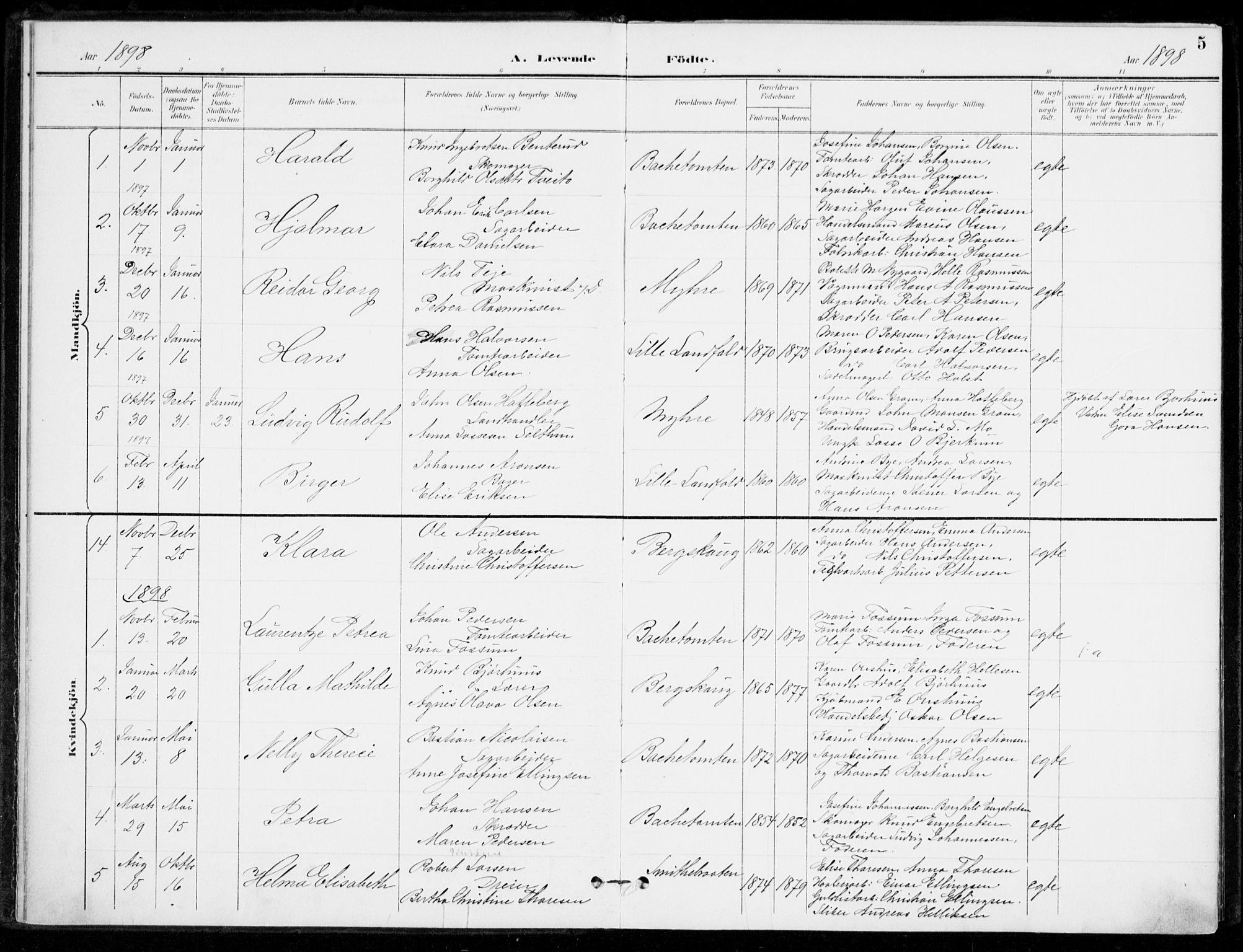 Åssiden kirkebøker, SAKO/A-251/F/Fa/L0002: Parish register (official) no. 2, 1896-1916, p. 5