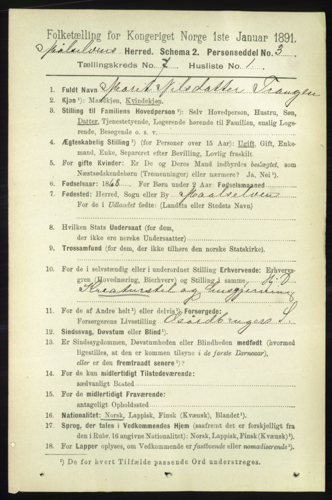 RA, 1891 census for 1924 Målselv, 1891, p. 2215