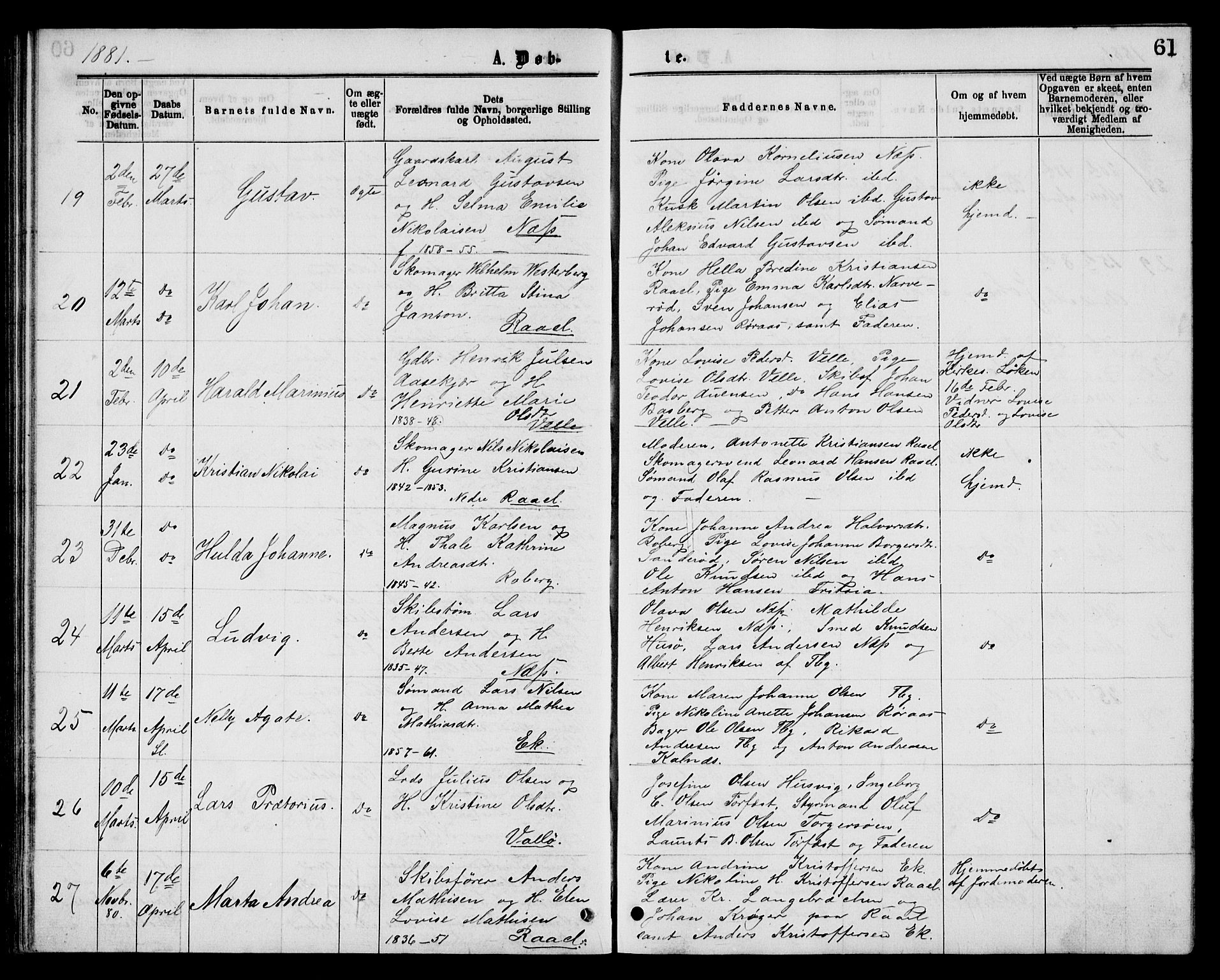 Sem kirkebøker, AV/SAKO-A-5/G/Gb/L0001: Parish register (copy) no. II 1, 1877-1885, p. 61