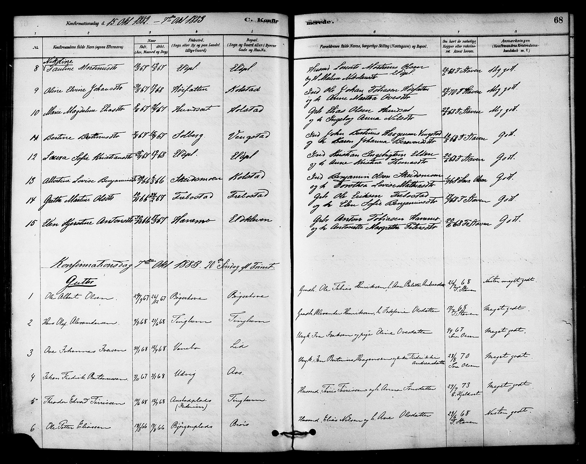 Ministerialprotokoller, klokkerbøker og fødselsregistre - Nord-Trøndelag, AV/SAT-A-1458/742/L0408: Parish register (official) no. 742A01, 1878-1890, p. 68