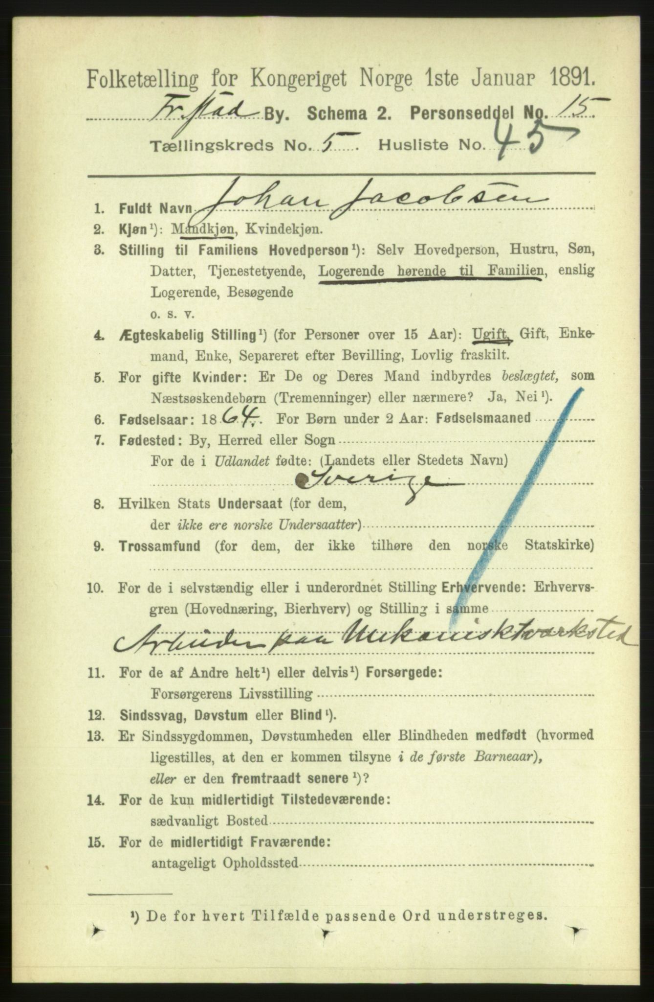 RA, 1891 census for 0103 Fredrikstad, 1891, p. 7225