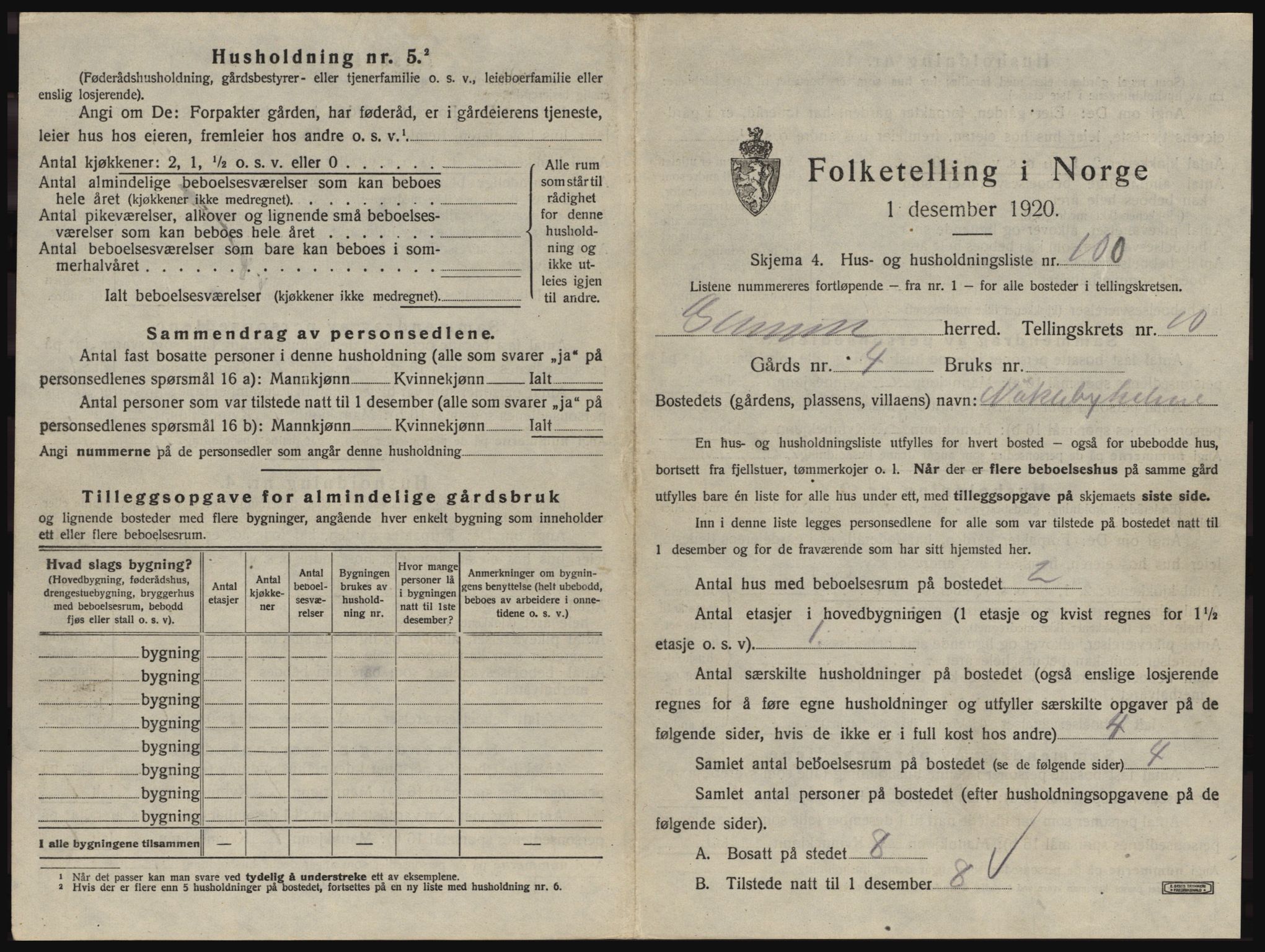 SAO, 1920 census for Glemmen, 1920, p. 2123