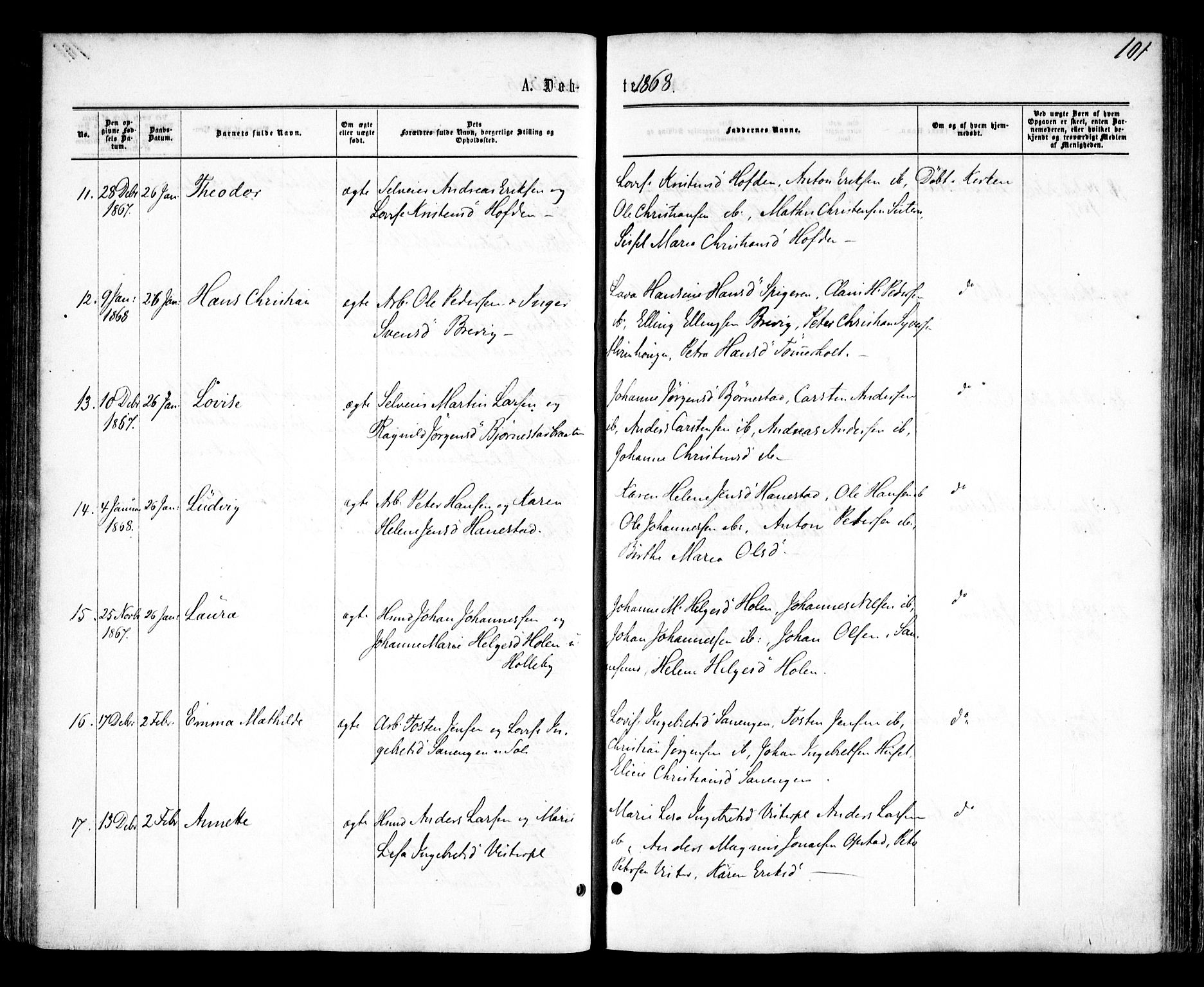 Tune prestekontor Kirkebøker, AV/SAO-A-2007/F/Fa/L0014: Parish register (official) no. 14, 1864-1868, p. 101