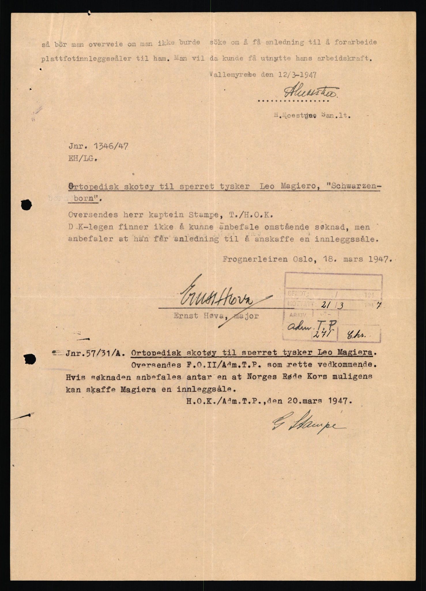 Forsvaret, Forsvarets overkommando II, AV/RA-RAFA-3915/D/Db/L0021: CI Questionaires. Tyske okkupasjonsstyrker i Norge. Tyskere., 1945-1946, p. 50