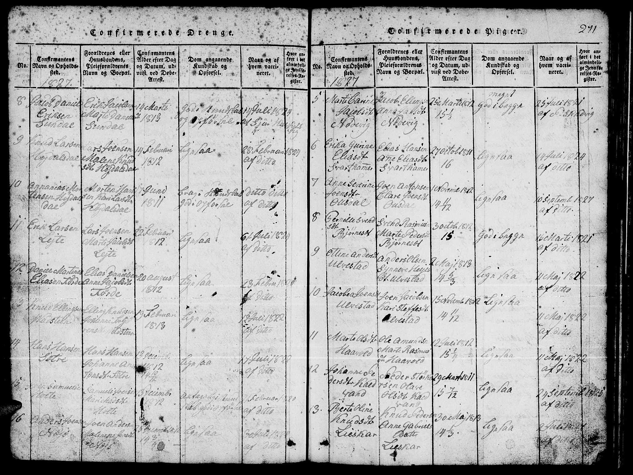 Ministerialprotokoller, klokkerbøker og fødselsregistre - Møre og Romsdal, AV/SAT-A-1454/511/L0155: Parish register (copy) no. 511C01, 1817-1829, p. 271