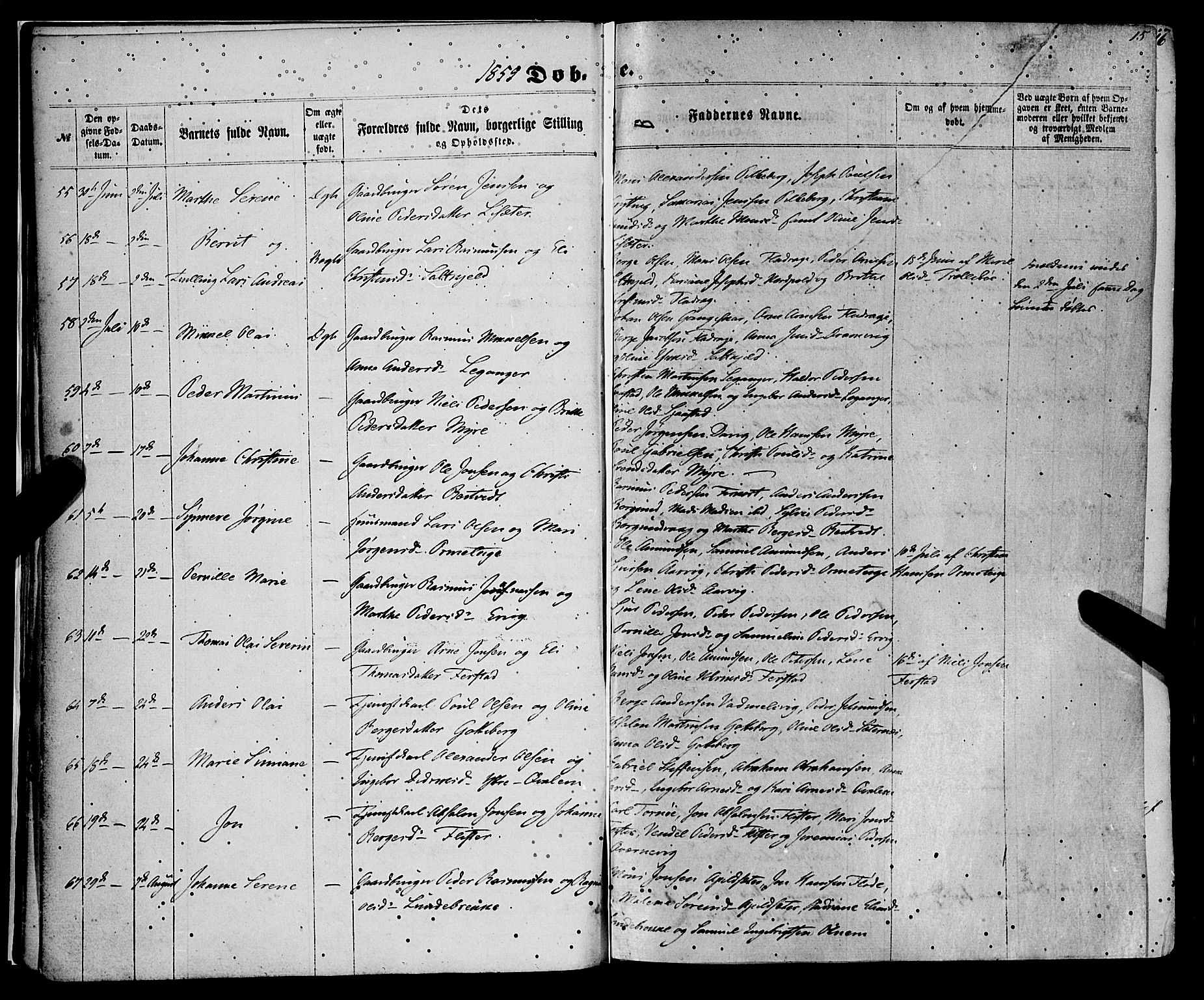 Selje sokneprestembete, AV/SAB-A-99938/H/Ha/Haa/Haaa: Parish register (official) no. A 11, 1858-1870, p. 15