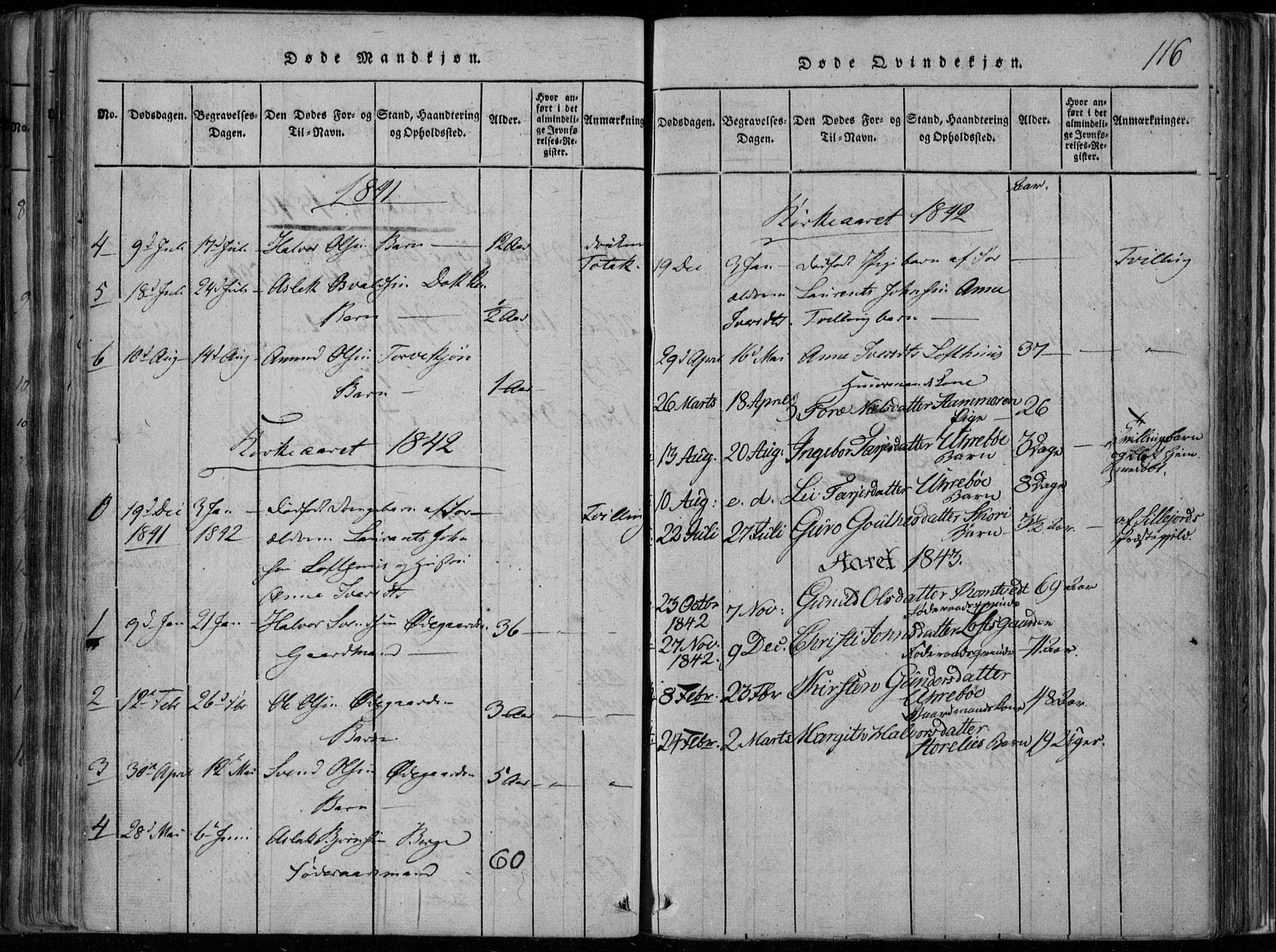 Rauland kirkebøker, AV/SAKO-A-292/F/Fa/L0001: Parish register (official) no. I 1, 1814-1859, p. 116