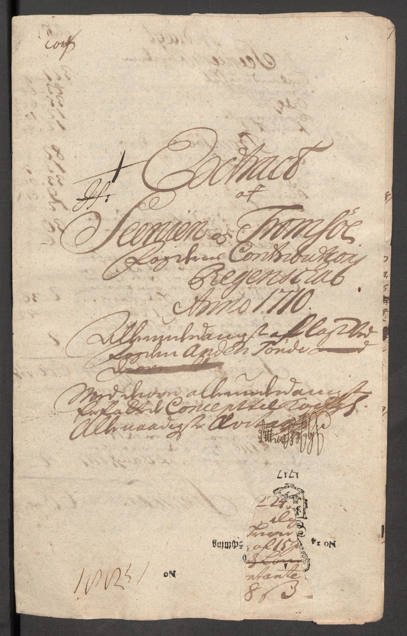 Rentekammeret inntil 1814, Reviderte regnskaper, Fogderegnskap, AV/RA-EA-4092/R68/L4757: Fogderegnskap Senja og Troms, 1708-1710, p. 302