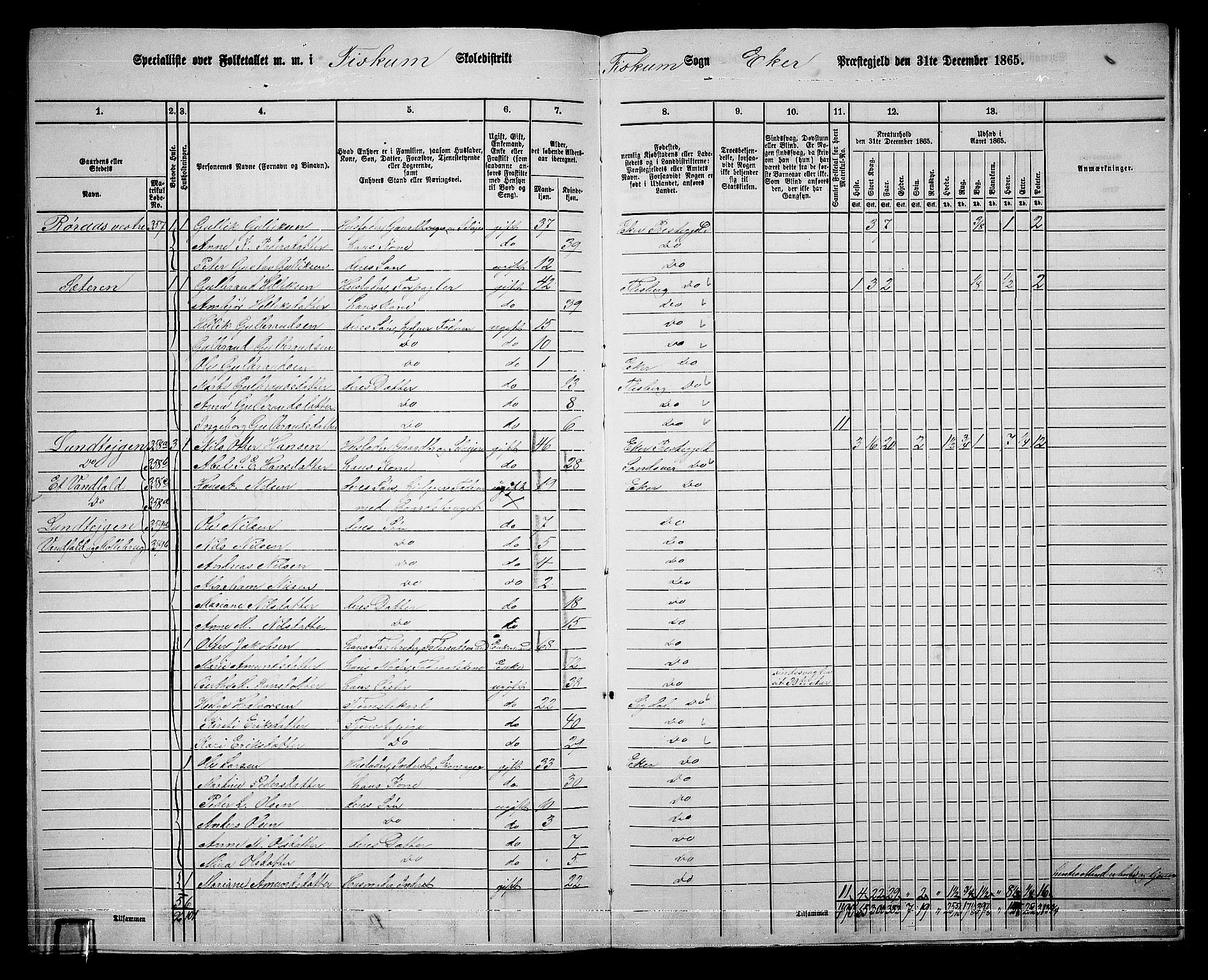 RA, 1865 census for Eiker, 1865, p. 533