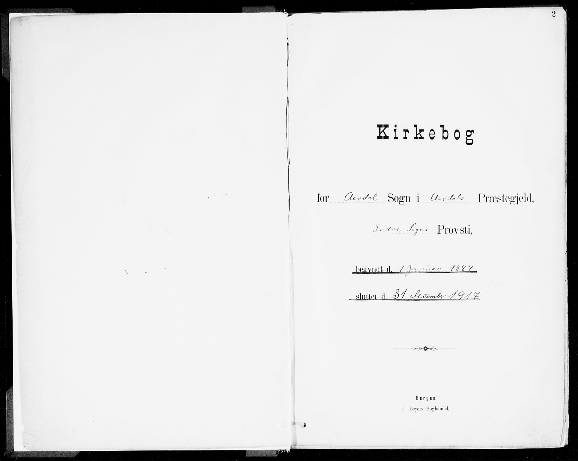 Årdal sokneprestembete, AV/SAB-A-81701: Parish register (official) no. A 5, 1887-1917, p. 2