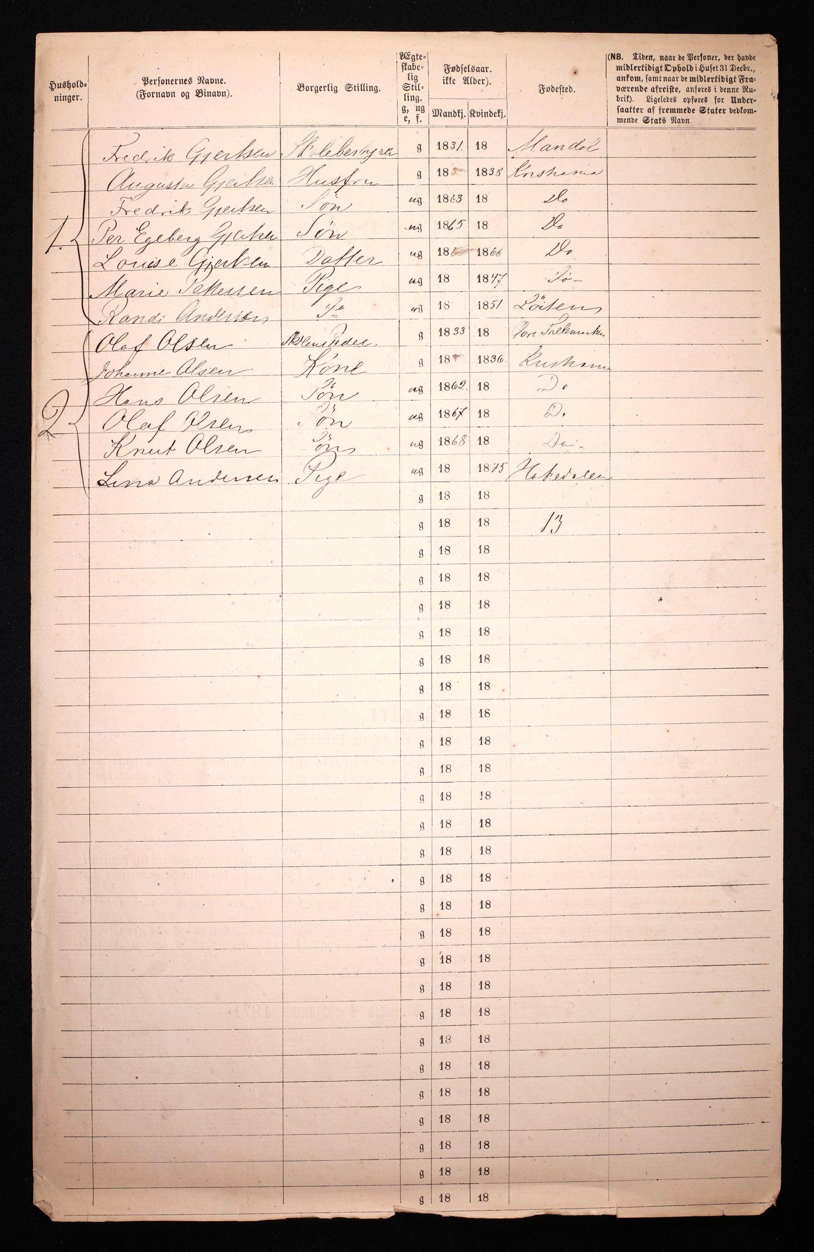 RA, 1870 census for 0301 Kristiania, 1870, p. 3618